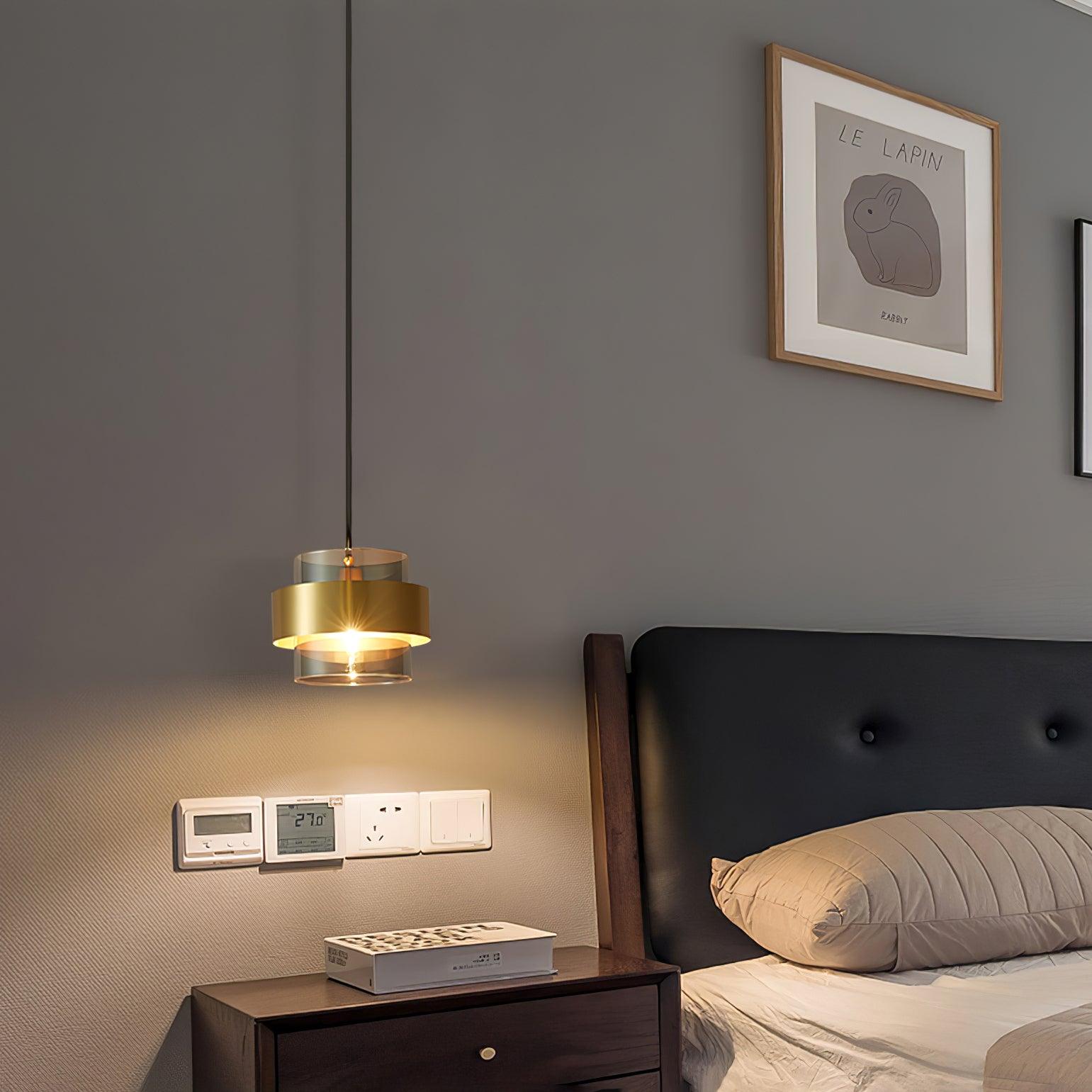 Revelo Pendant Lamp Brass Cylinder Glass Contemporary-Neutral Decor