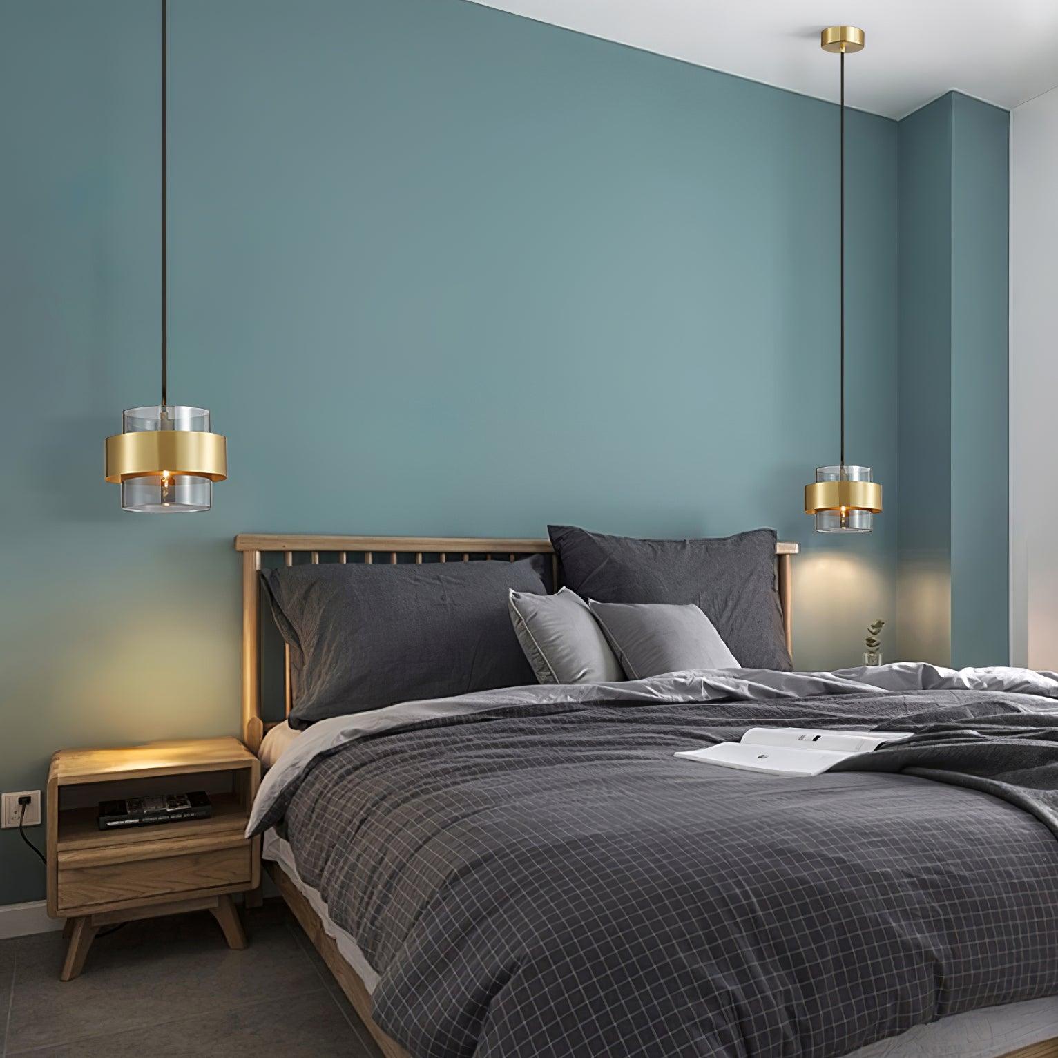 Revelo Pendant Lamp Brass Cylinder Glass Contemporary-Neutral Decor