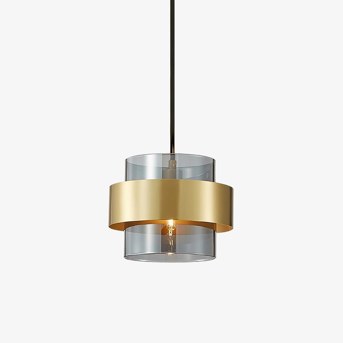 Revelo Pendant Lamp Brass Cylinder Glass Contemporary-Neutral Decor