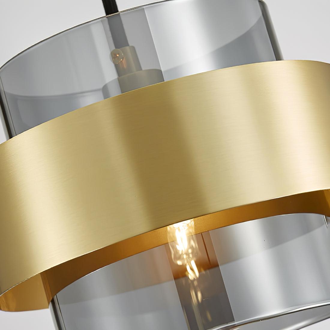 Revelo Pendant Lamp Brass Cylinder Glass Contemporary-Neutral Decor