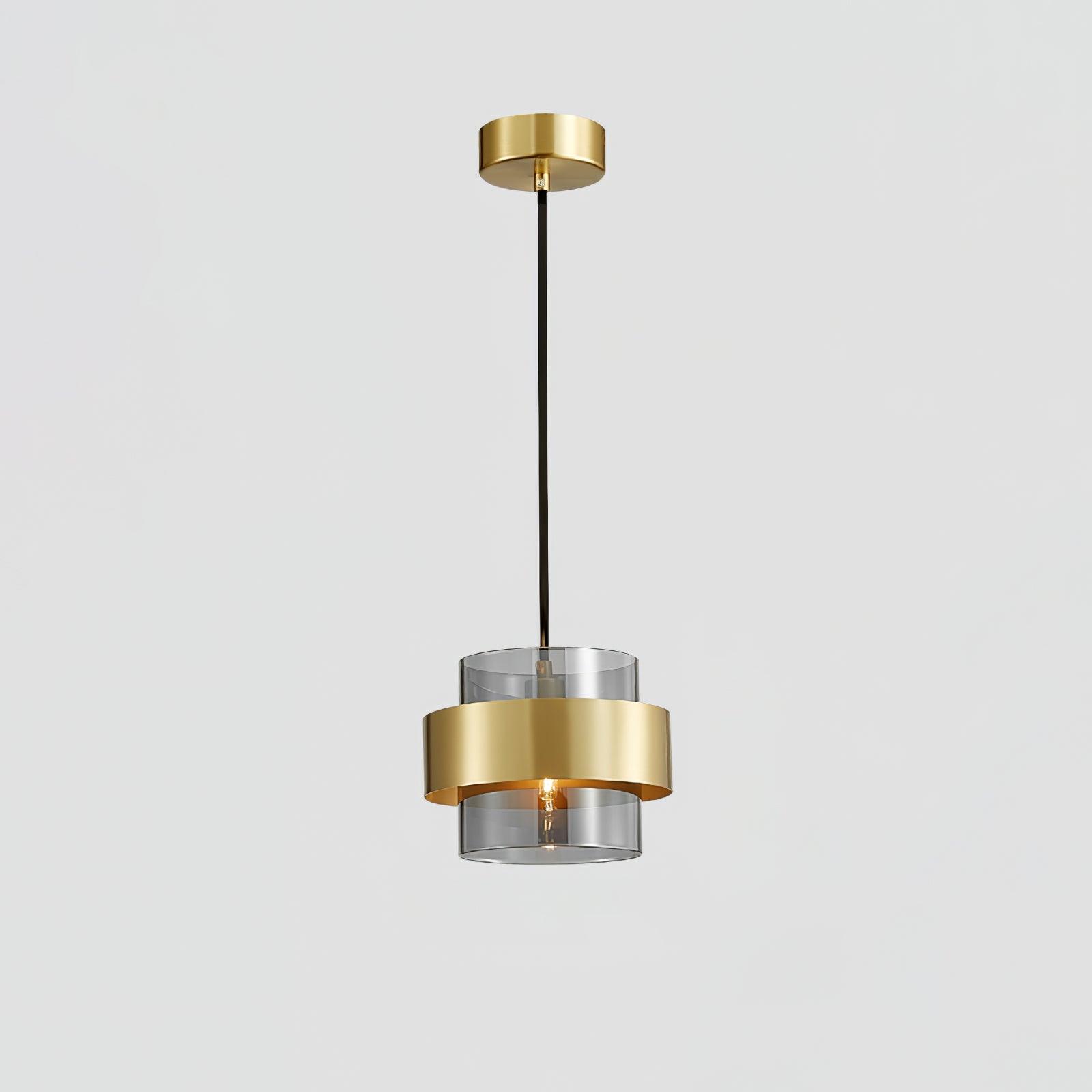 Revelo Pendant Lamp Brass Cylinder Glass Contemporary-Neutral Decor