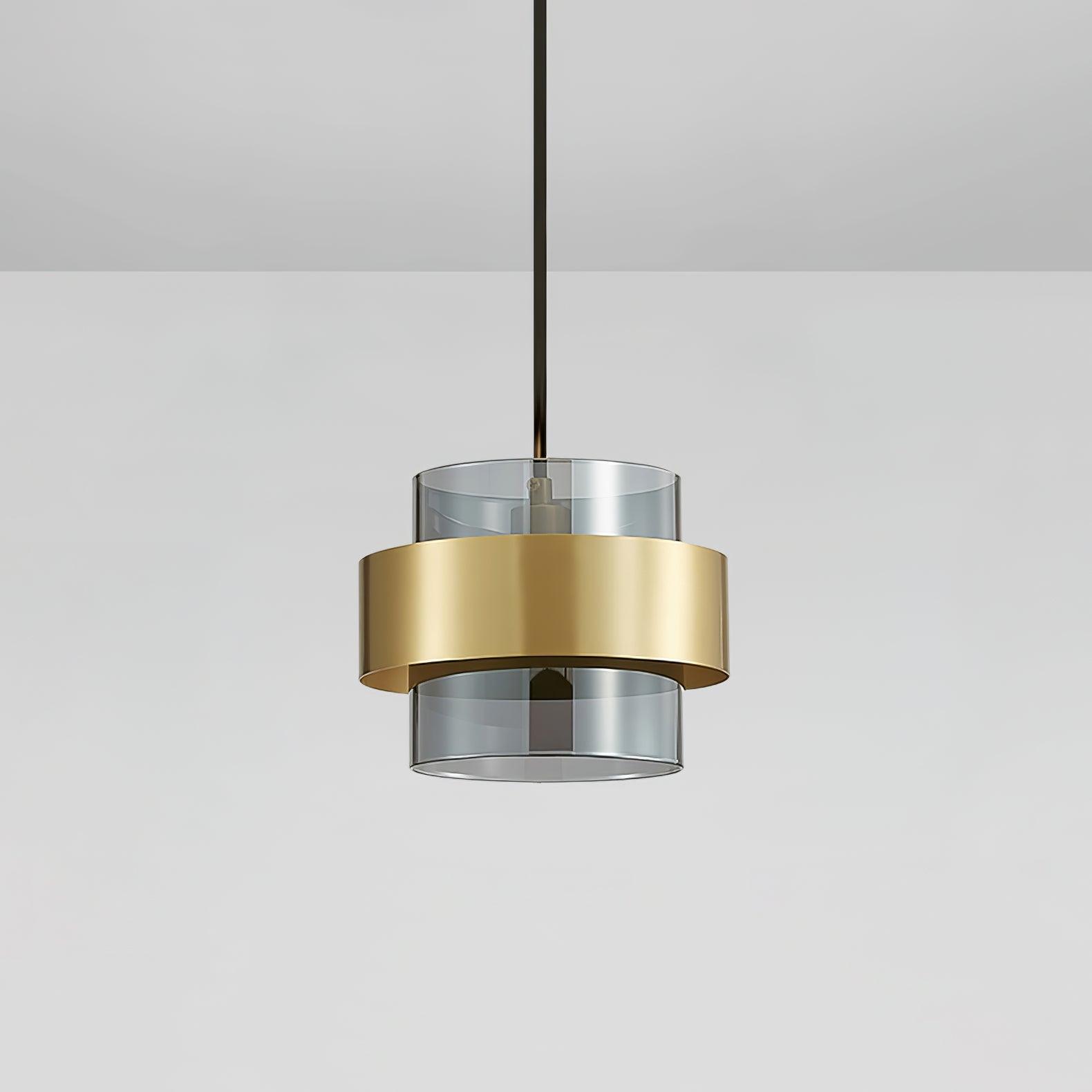 Revelo Pendant Lamp Brass Cylinder Glass Contemporary-Neutral Decor