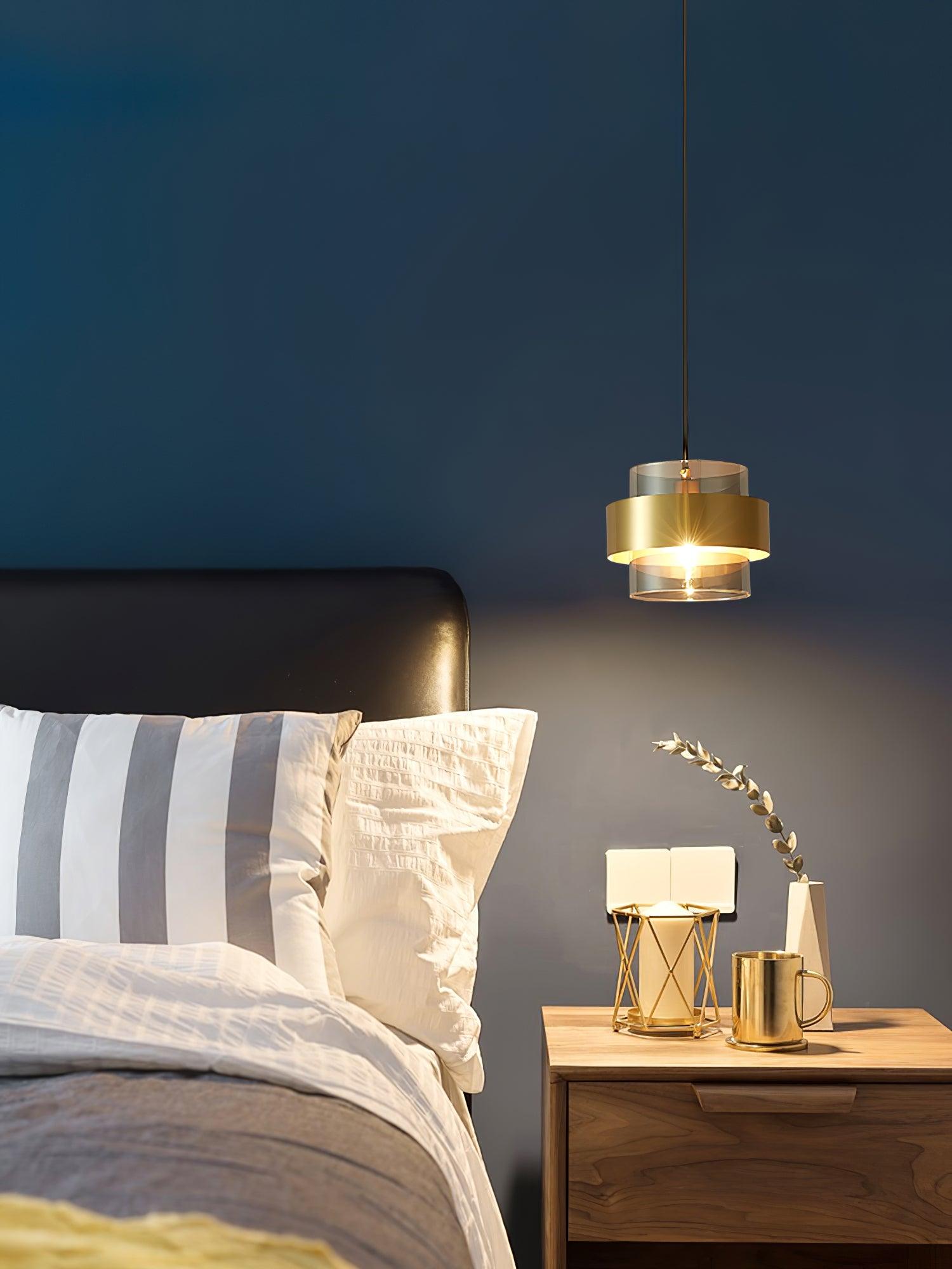 Revelo Pendant Lamp Brass Cylinder Glass Contemporary-Neutral Decor