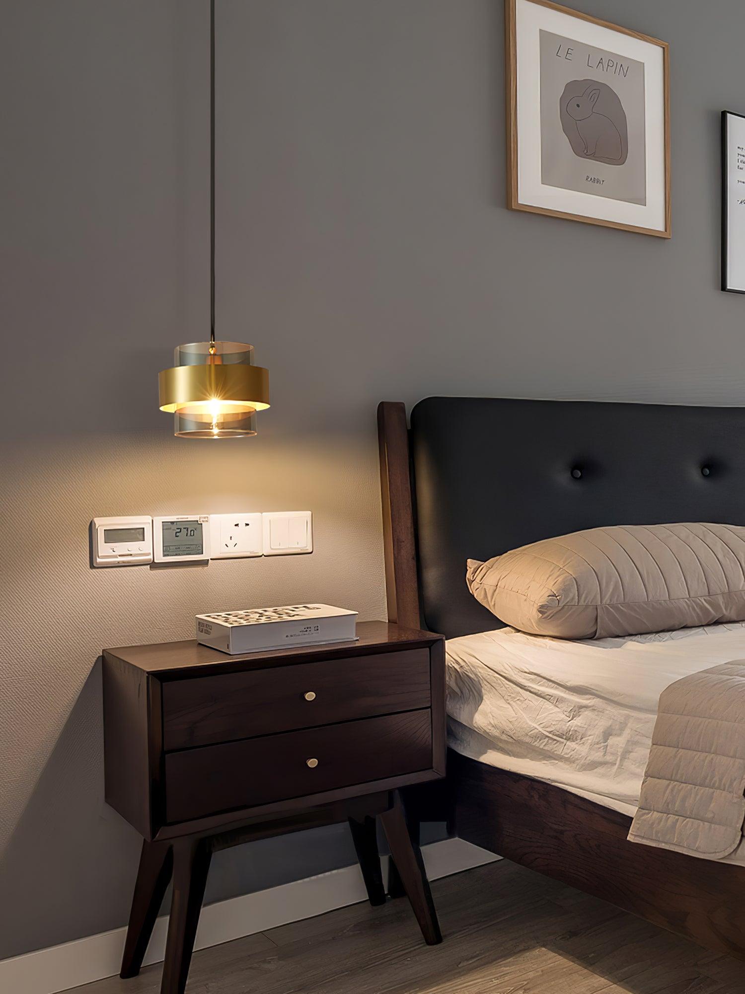Revelo Pendant Lamp Brass Cylinder Glass Contemporary-Neutral Decor