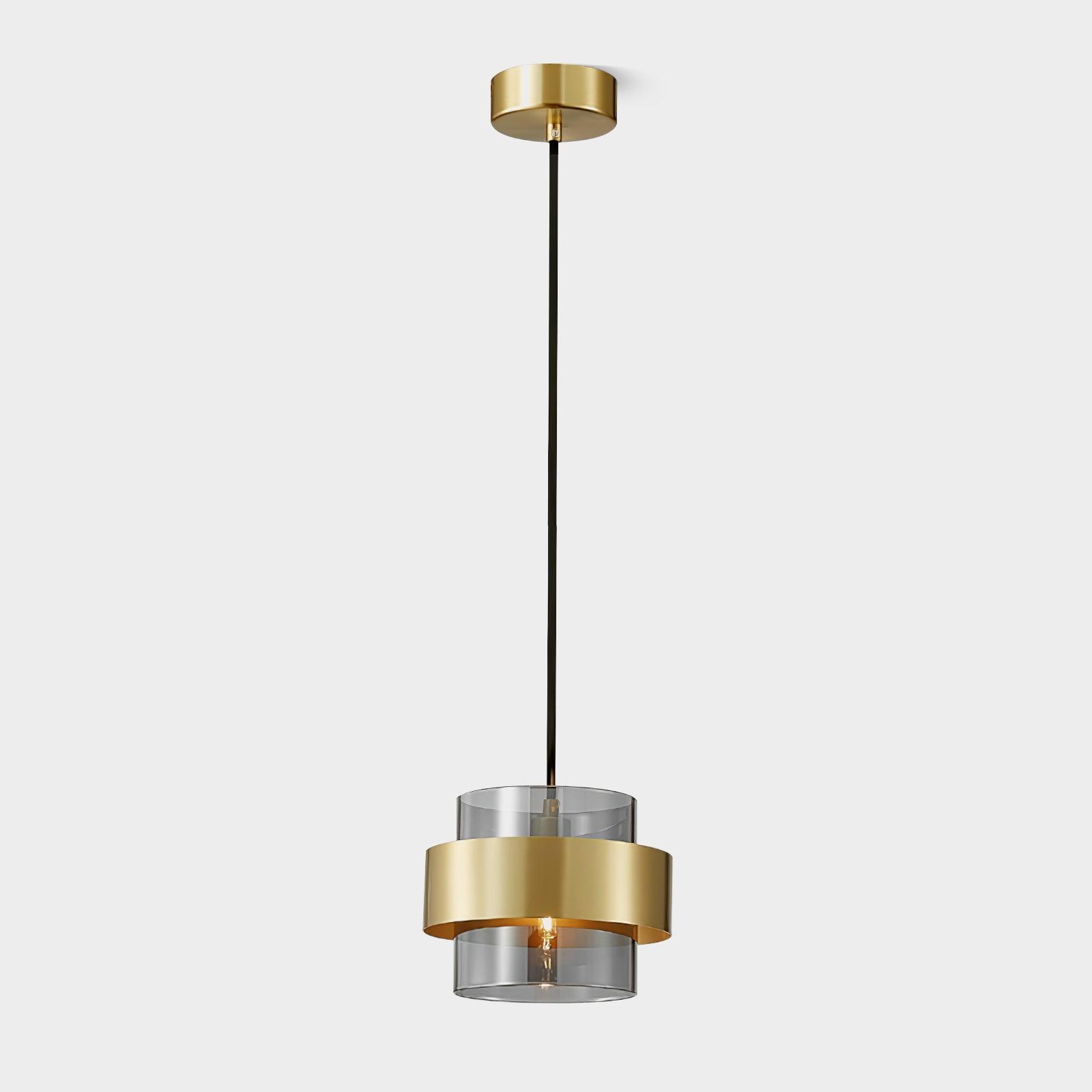 Revelo Pendant Lamp Brass Cylinder Glass Contemporary-Neutral Decor
