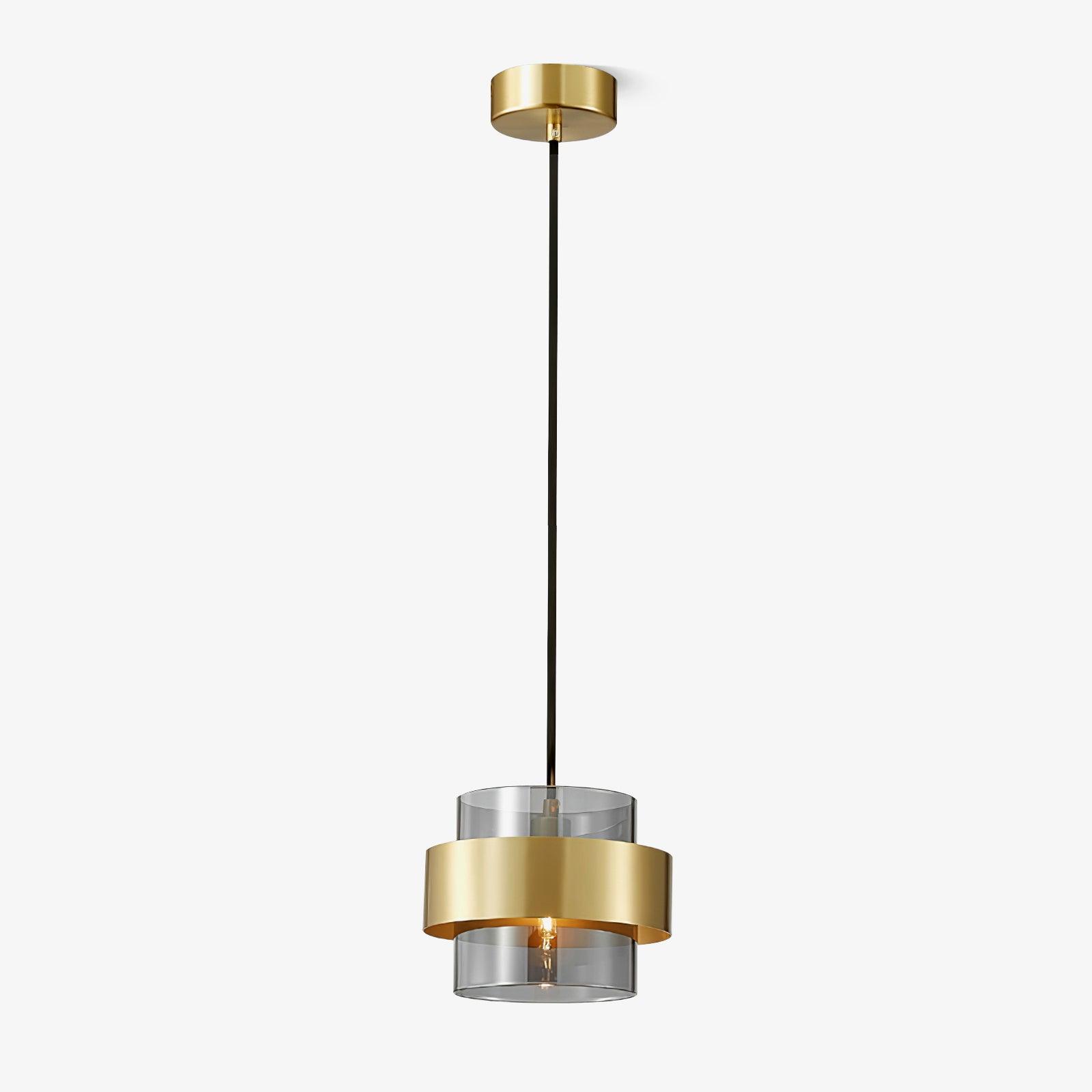Revelo Pendant Lamp Brass Cylinder Glass Contemporary-Neutral Decor