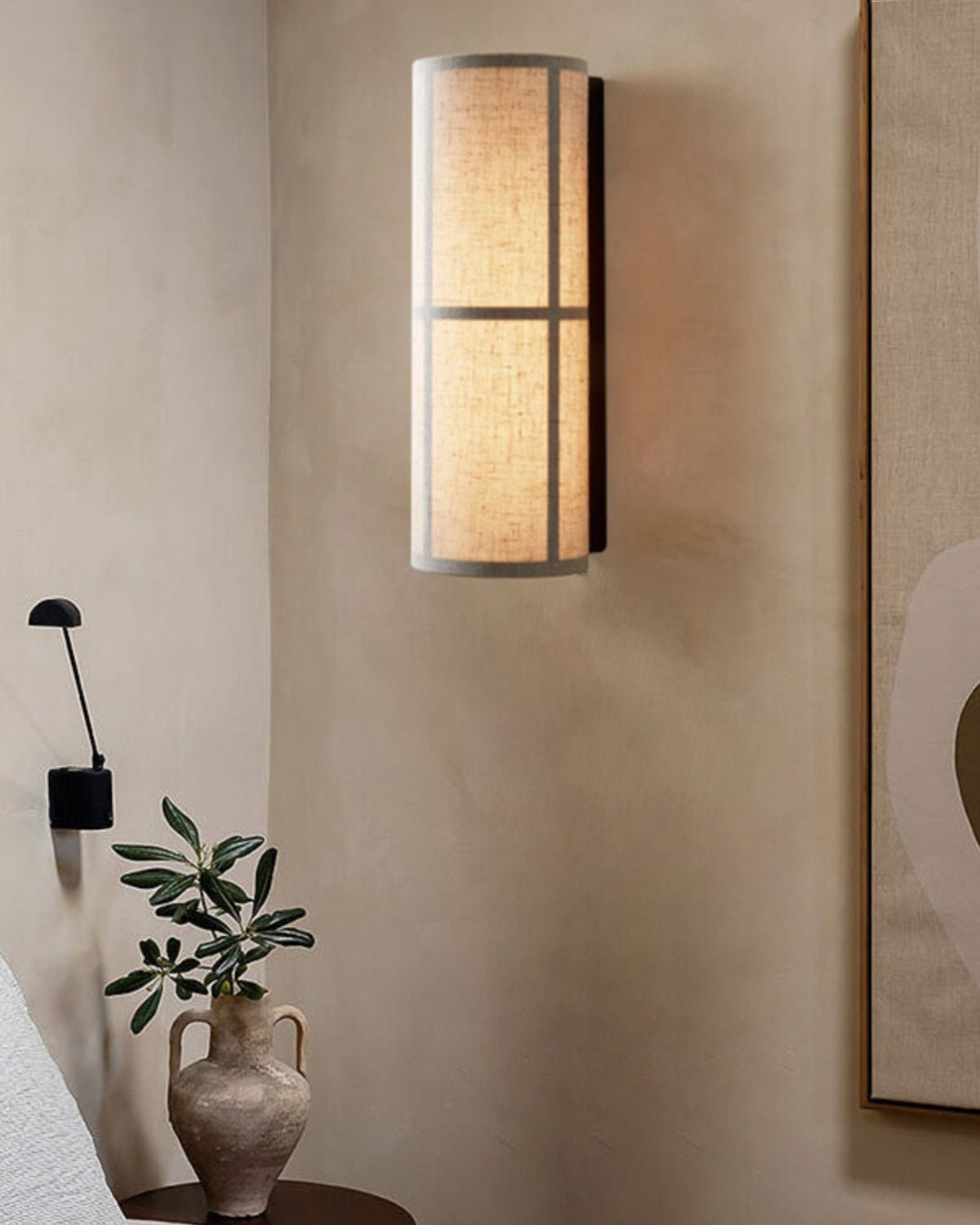 Lustra Wall Lamp Cylinder Fabric Soft Glow-Neutral Decor