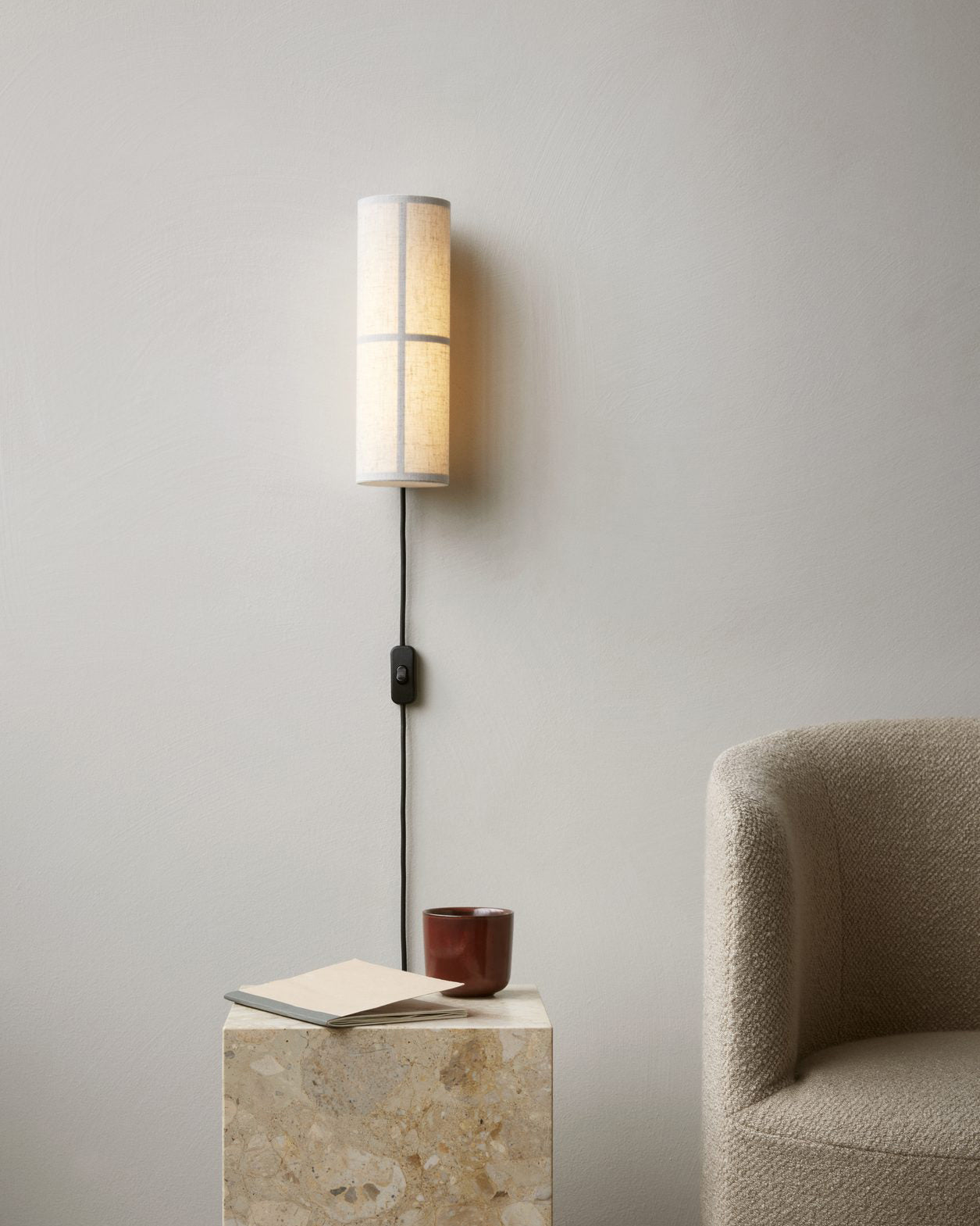 Ivoren Cylinder Nordic Art Plug-in Fabric Wall Lamp-Neutral Decor