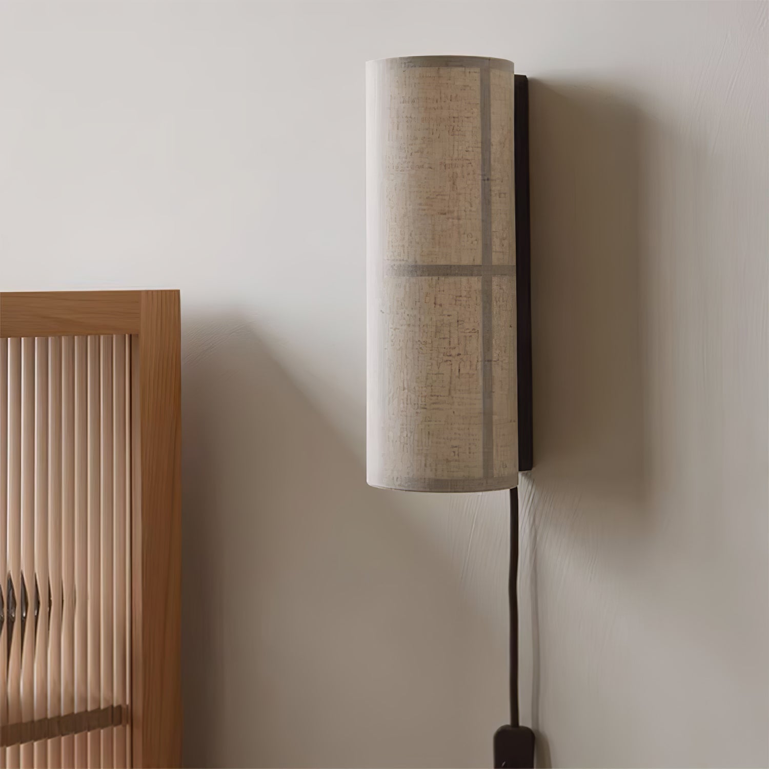 Ivoren Cylinder Nordic Art Plug-in Fabric Wall Lamp-Neutral Decor