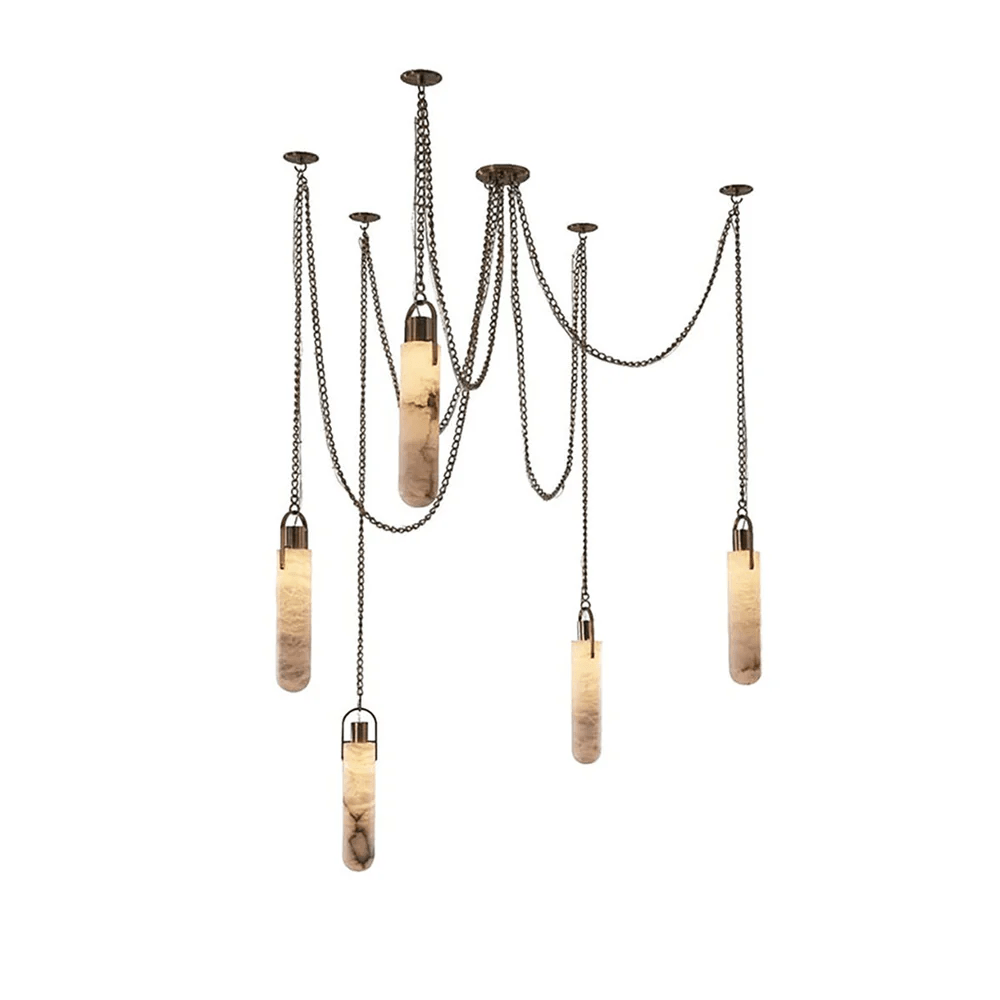 Cylindrical Cluster Alabaster Chandelier-Neutral Decor