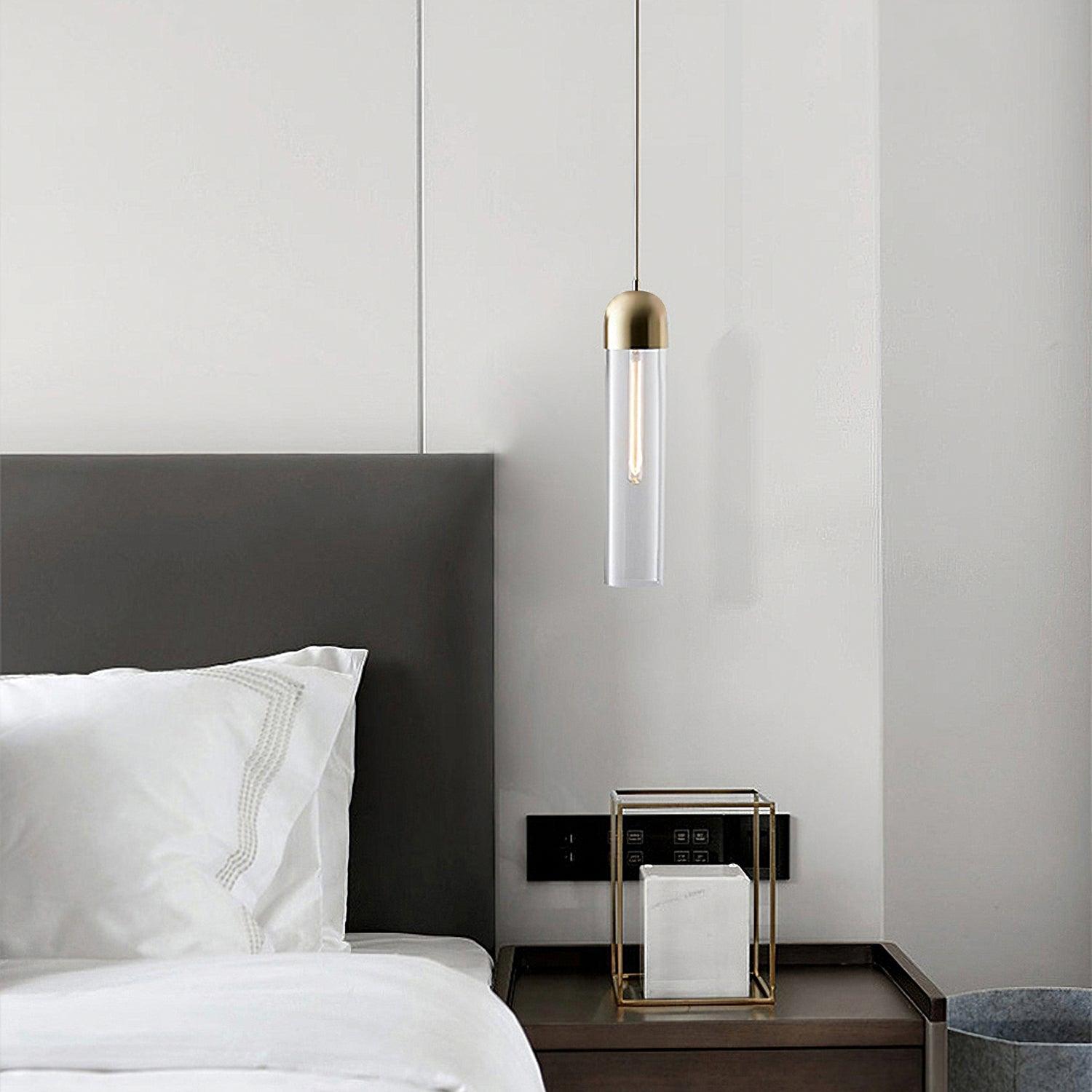 Eurcara Modern Minimalist Cylindrical Shape Glass Pendant Light-Neutral Decor