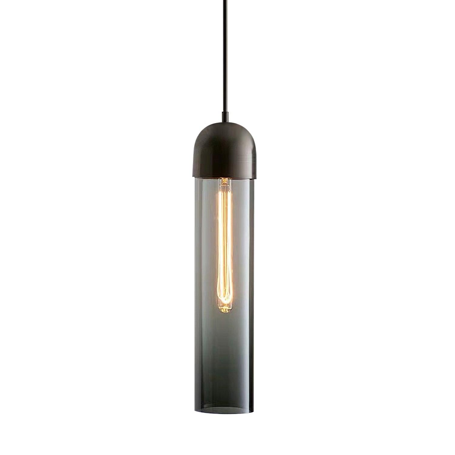 Eurcara Modern Minimalist Cylindrical Shape Glass Pendant Light-Neutral Decor