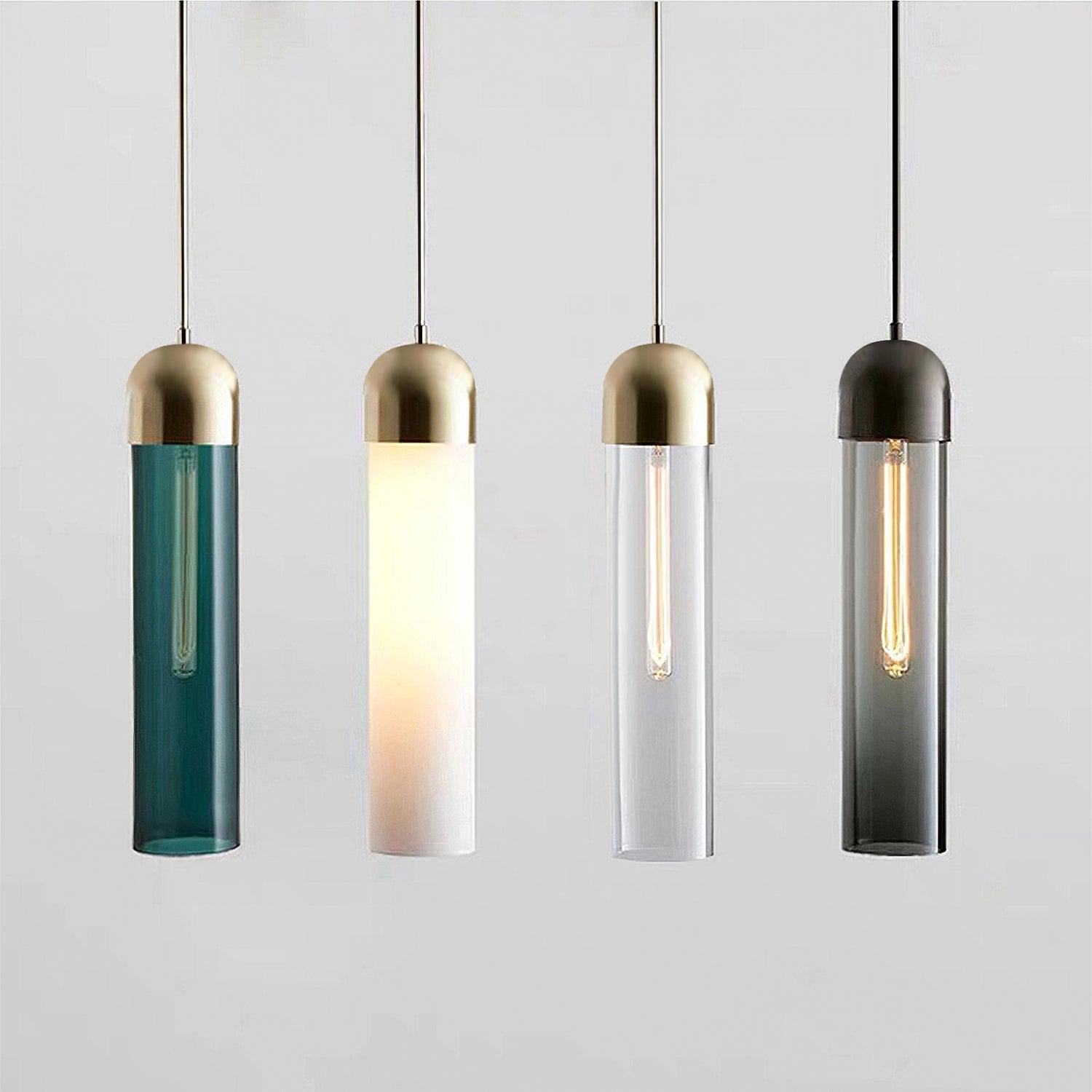 Eurcara Modern Minimalist Cylindrical Shape Glass Pendant Light-Neutral Decor