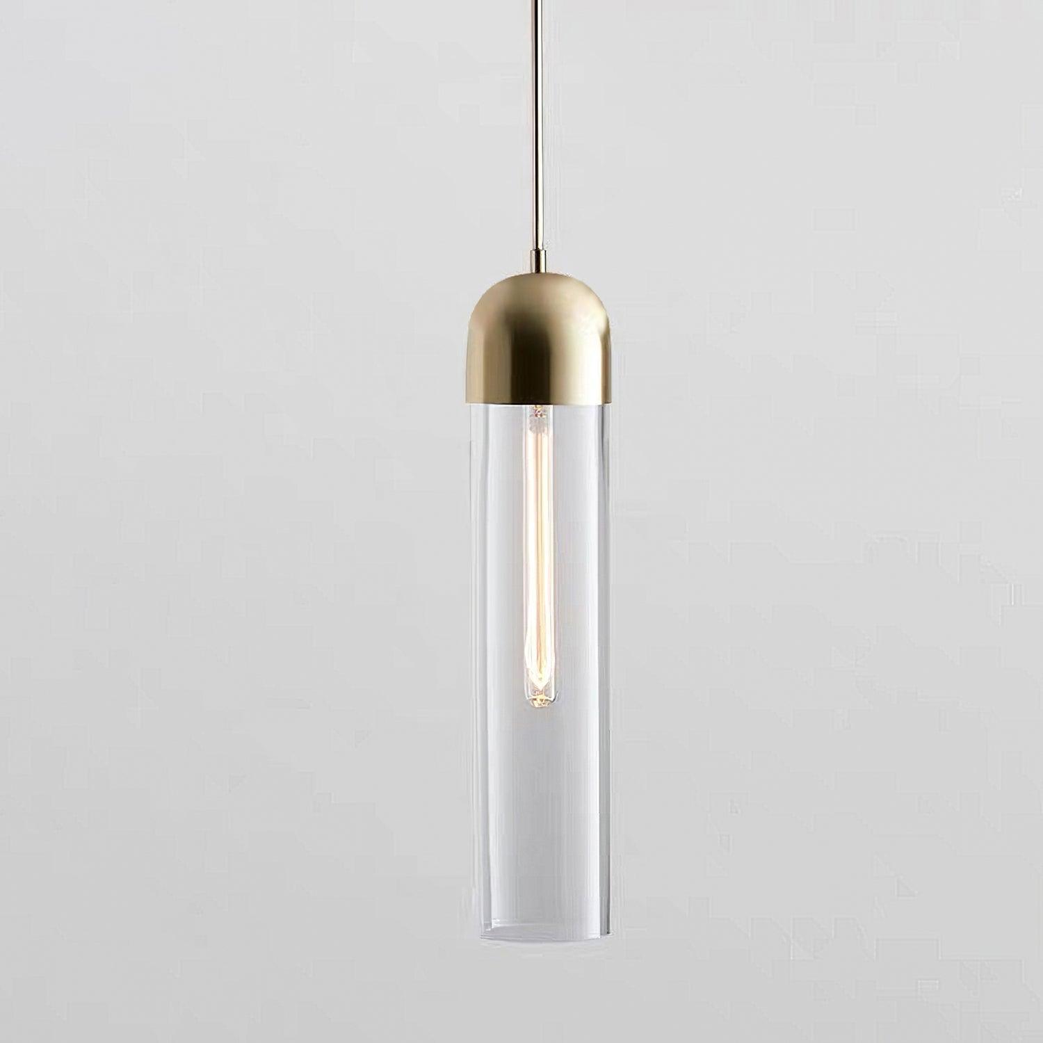Eurcara Modern Minimalist Cylindrical Shape Glass Pendant Light-Neutral Decor
