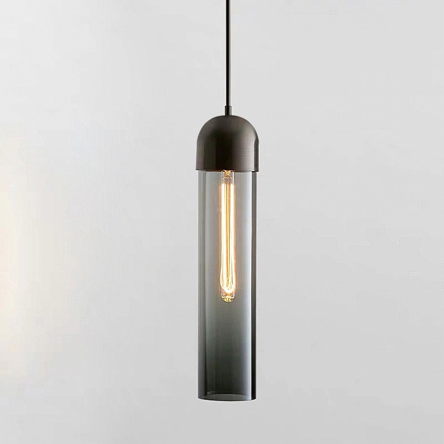 Eurcara Modern Minimalist Cylindrical Shape Glass Pendant Light-Neutral Decor