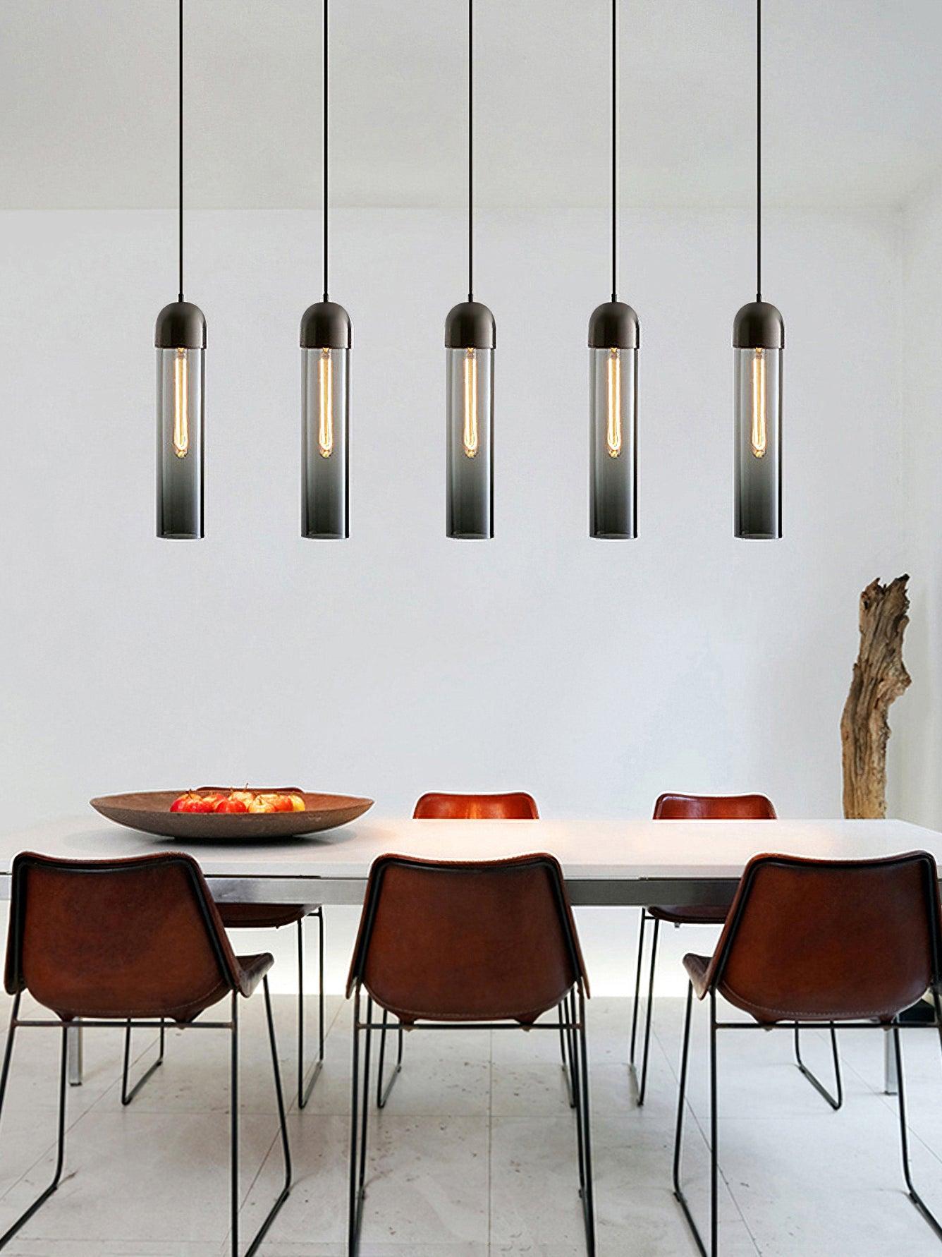 Eurcara Modern Minimalist Cylindrical Shape Glass Pendant Light-Neutral Decor