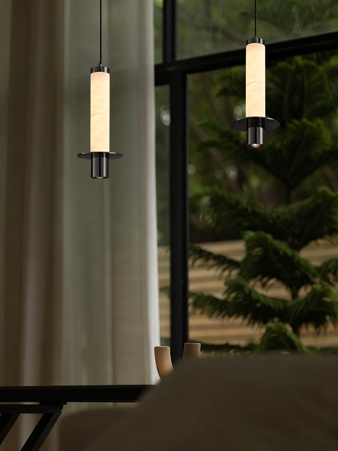 Lyra Slim Alabaster Cylindrical Pendant Lamp-Neutral Decor