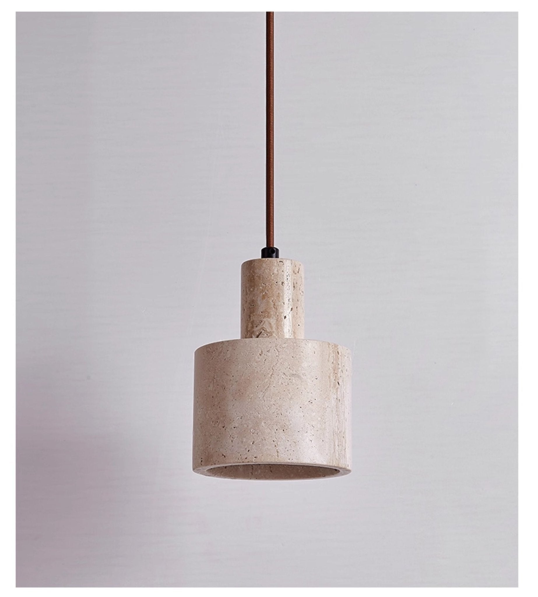 Cylindrical Travertine Pendant Lamp-Neutral Decor