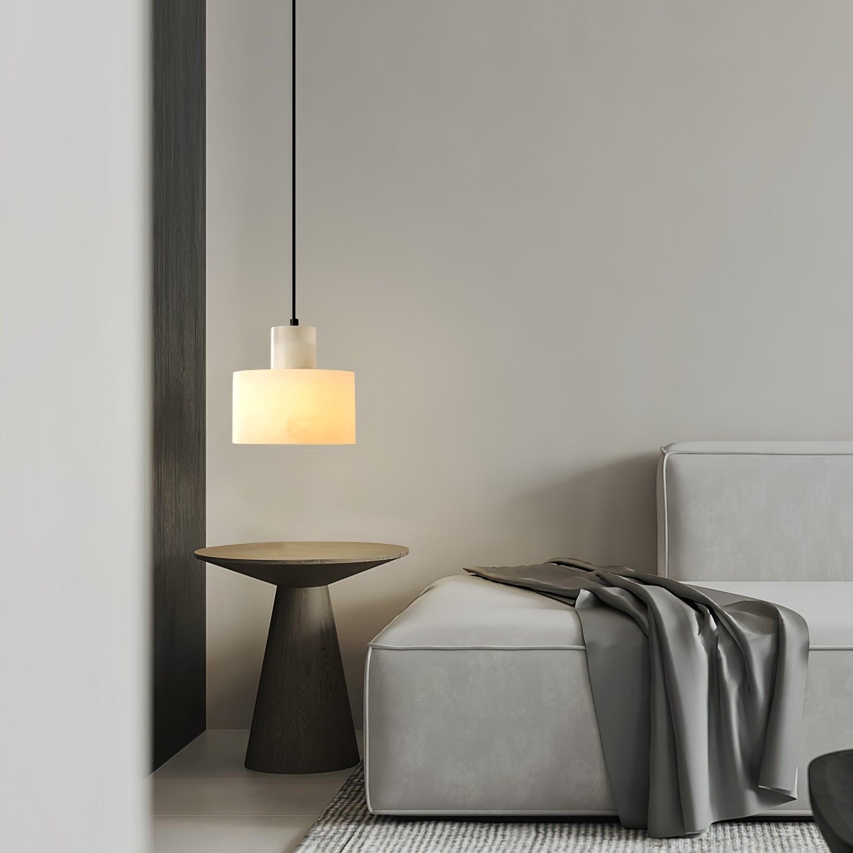 Alabaster Pendant Lgiht Dual Cylindrical-Neutral Decor