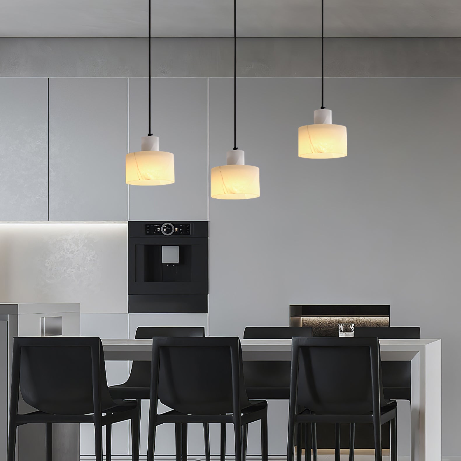 Alabaster Pendant Lgiht Dual Cylindrical-Neutral Decor