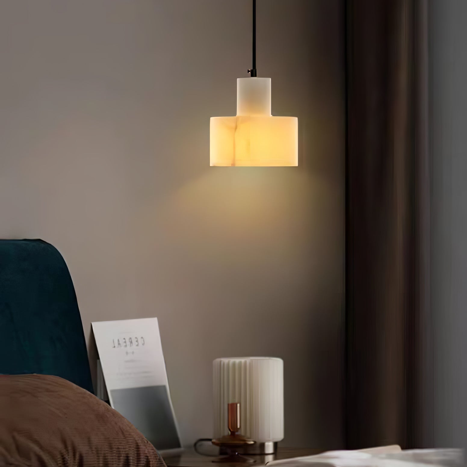 Alabaster Pendant Lgiht Dual Cylindrical-Neutral Decor