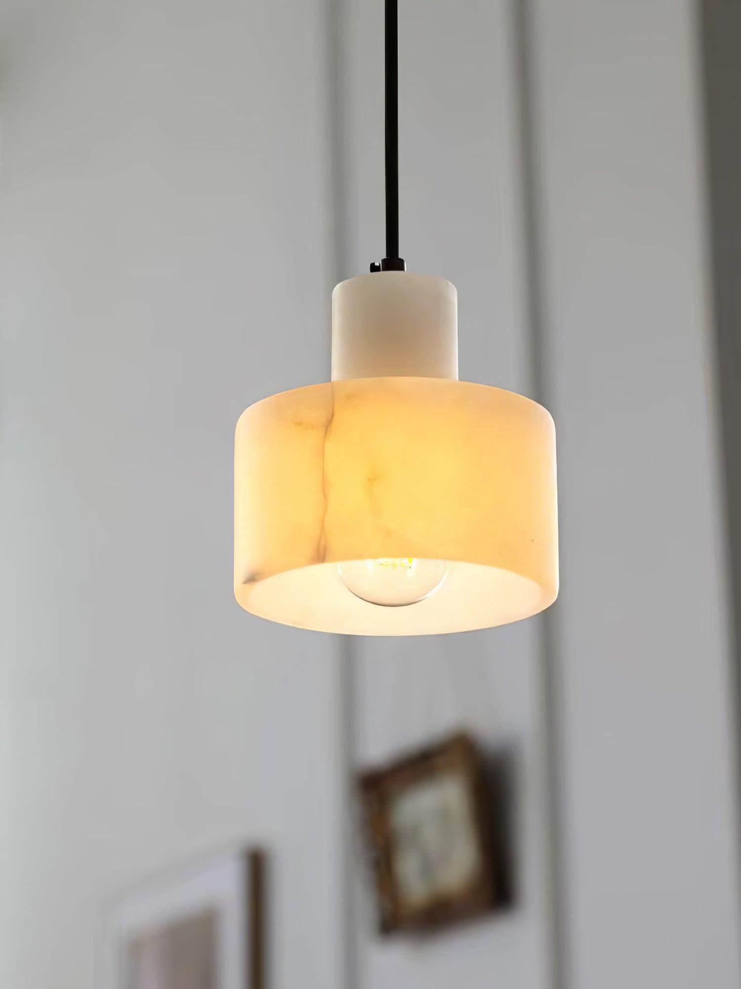 Alabaster Pendant Lgiht Dual Cylindrical-Neutral Decor