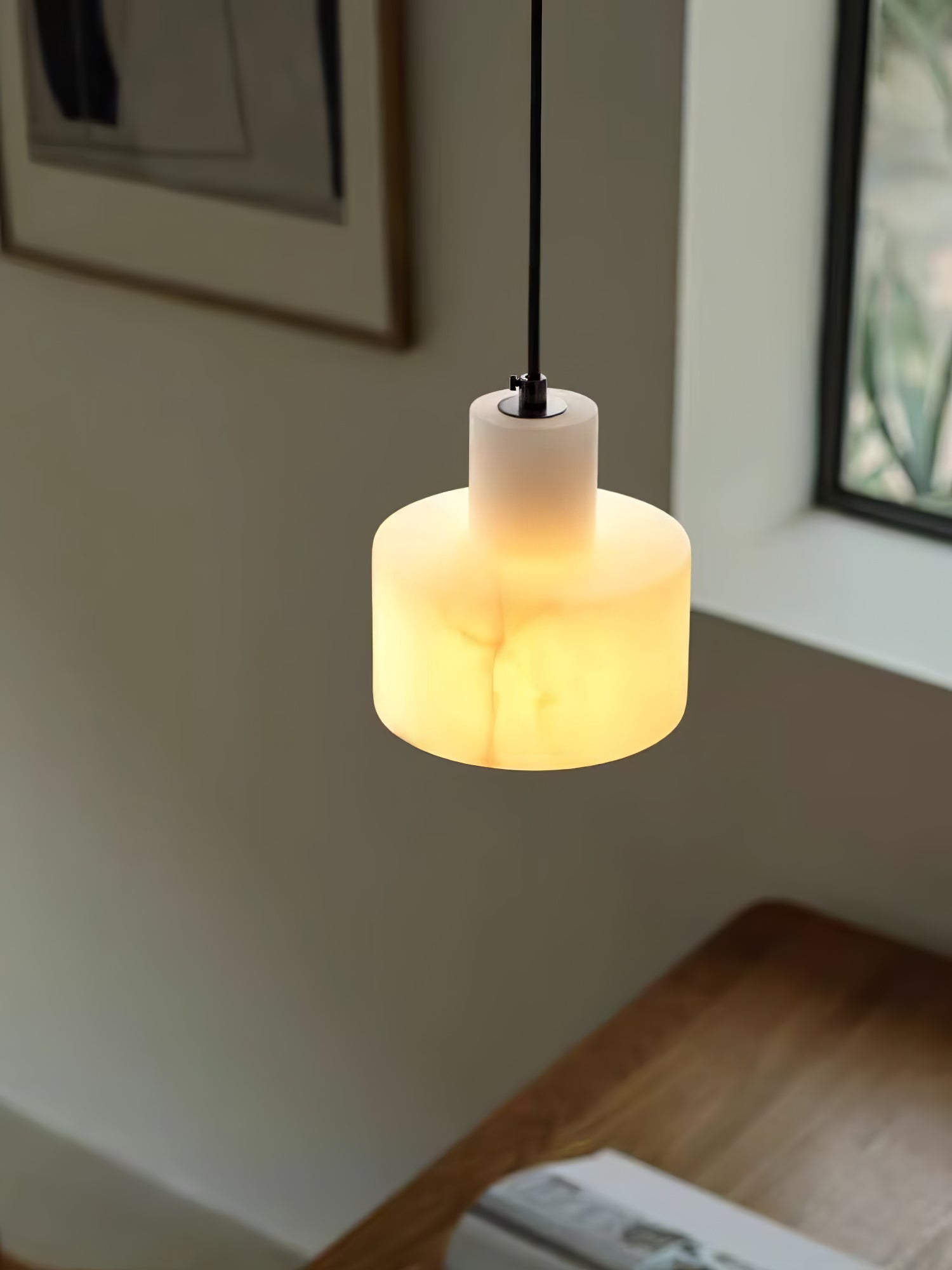 Alabaster Pendant Lgiht Dual Cylindrical-Neutral Decor
