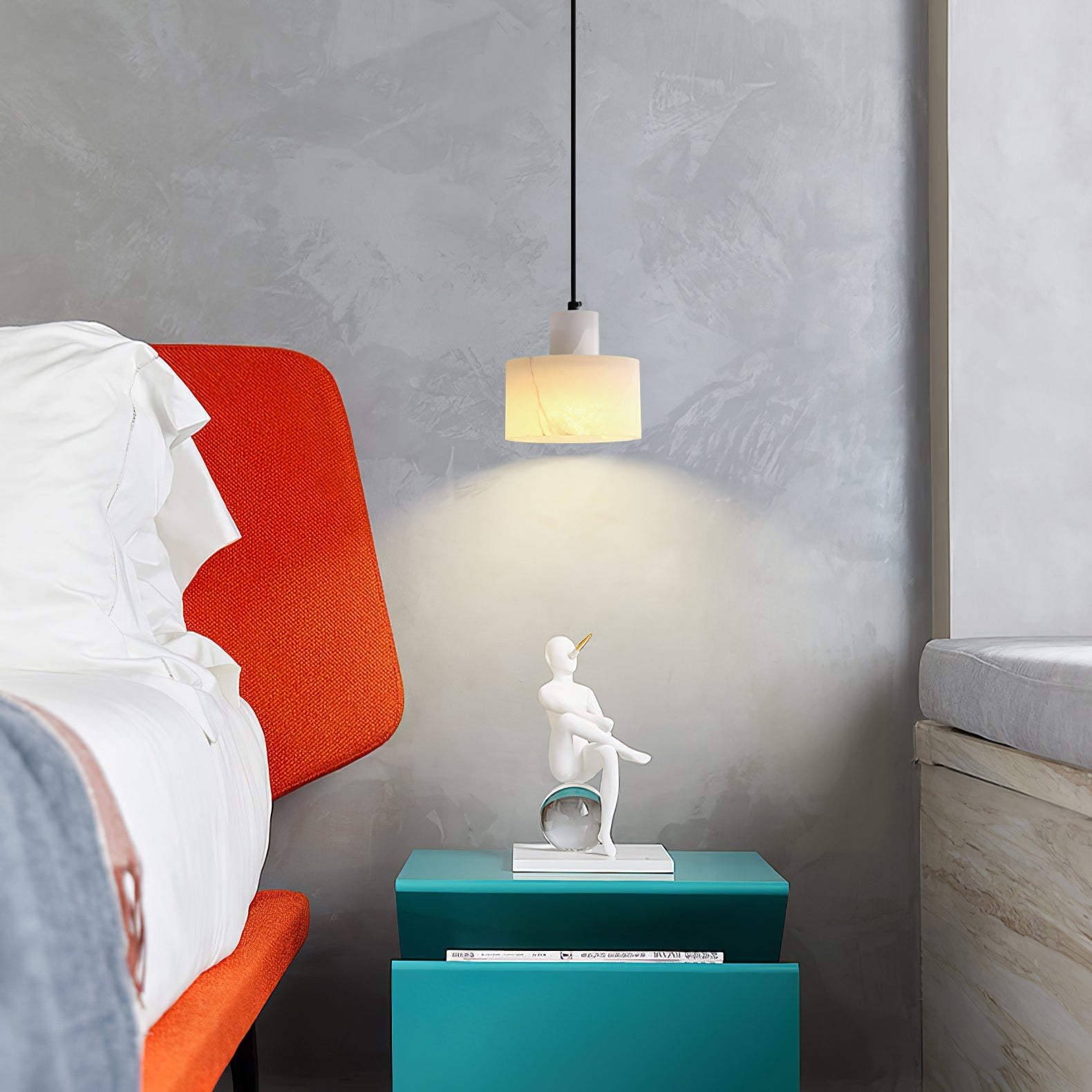 Alabaster Pendant Lgiht Dual Cylindrical-Neutral Decor