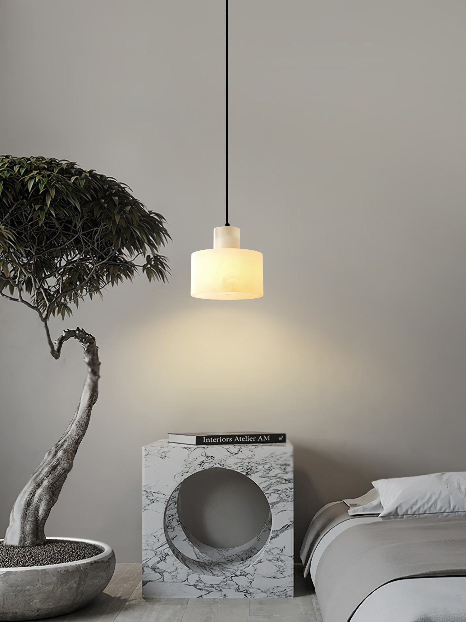 Alabaster Pendant Lgiht Dual Cylindrical-Neutral Decor