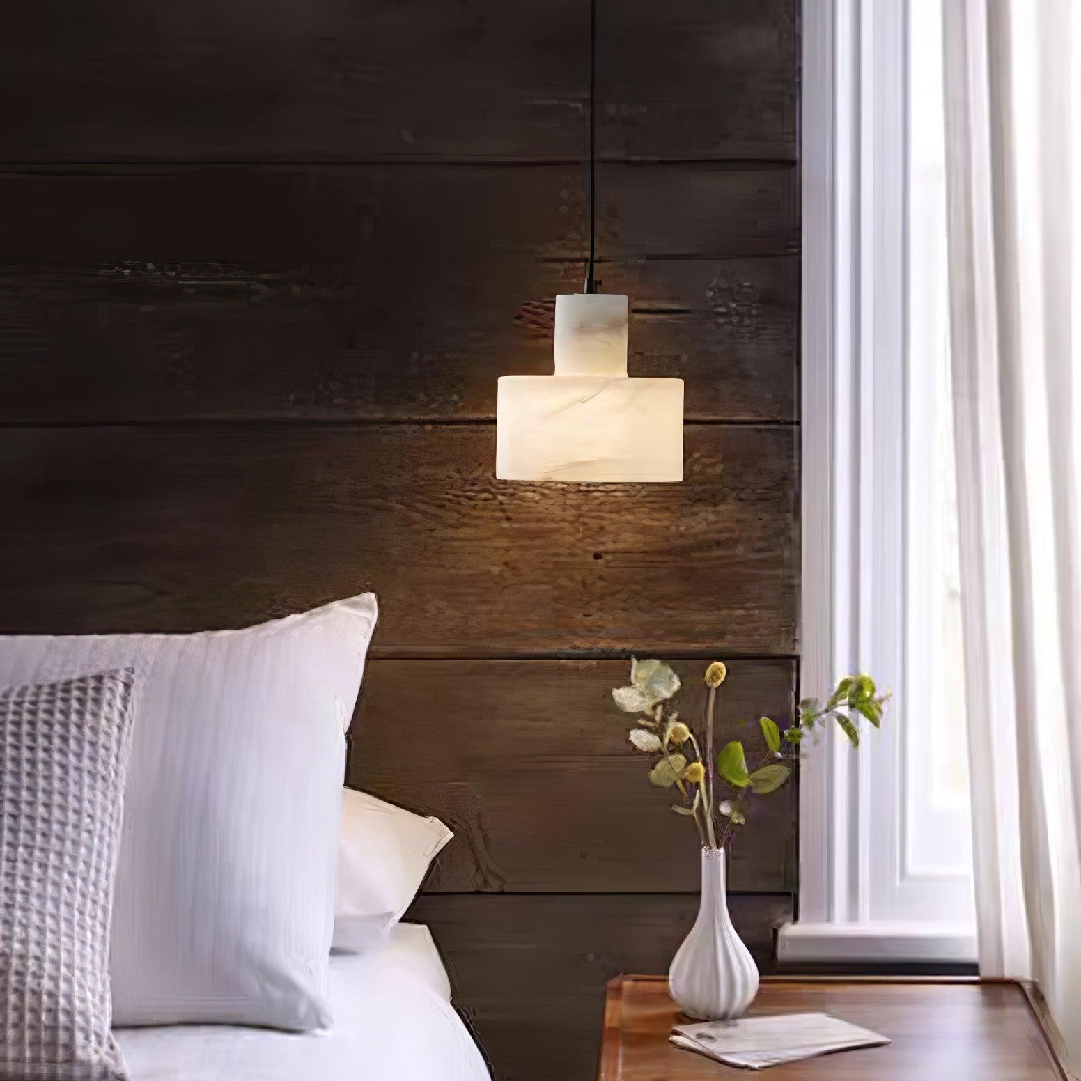 Alabaster Pendant Lgiht Dual Cylindrical-Neutral Decor