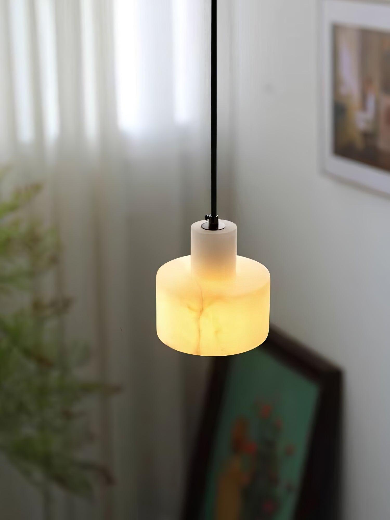 Alabaster Pendant Lgiht Dual Cylindrical-Neutral Decor
