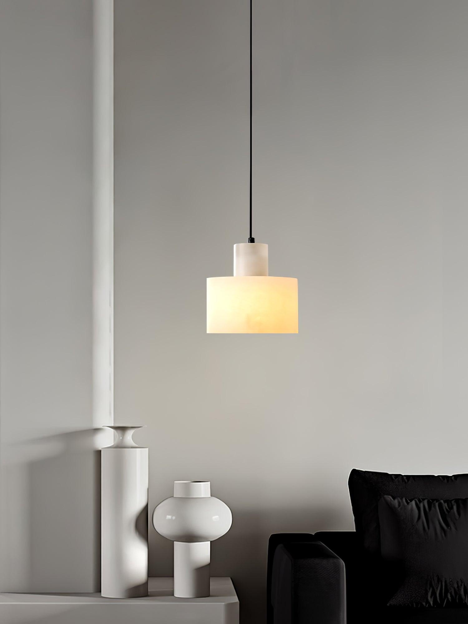 Alabaster Pendant Lgiht Dual Cylindrical-Neutral Decor