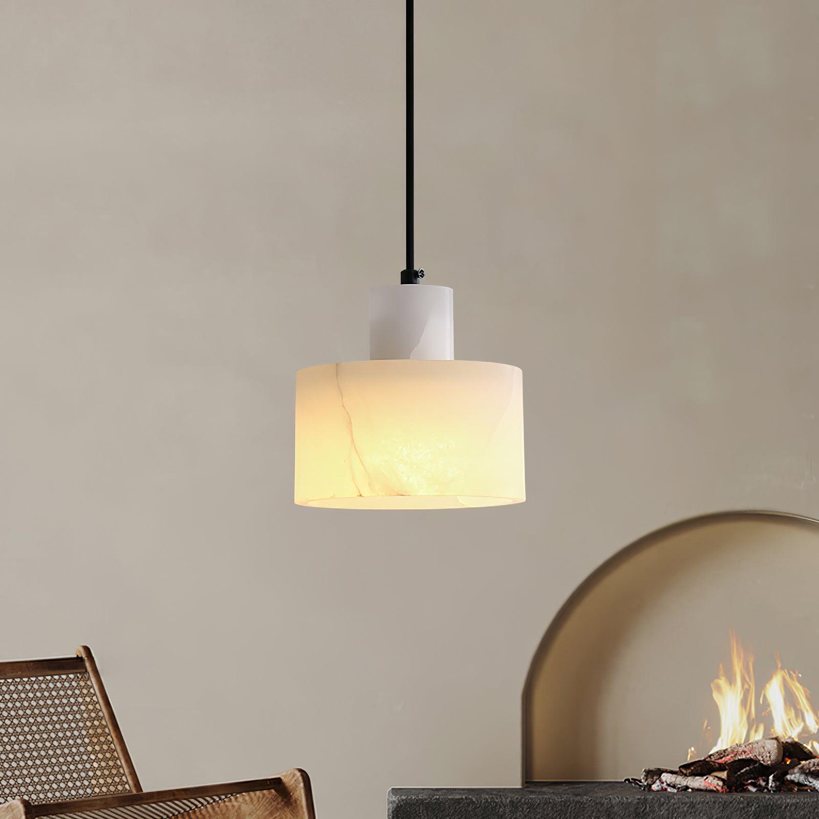 Alabaster Pendant Lgiht Dual Cylindrical-Neutral Decor