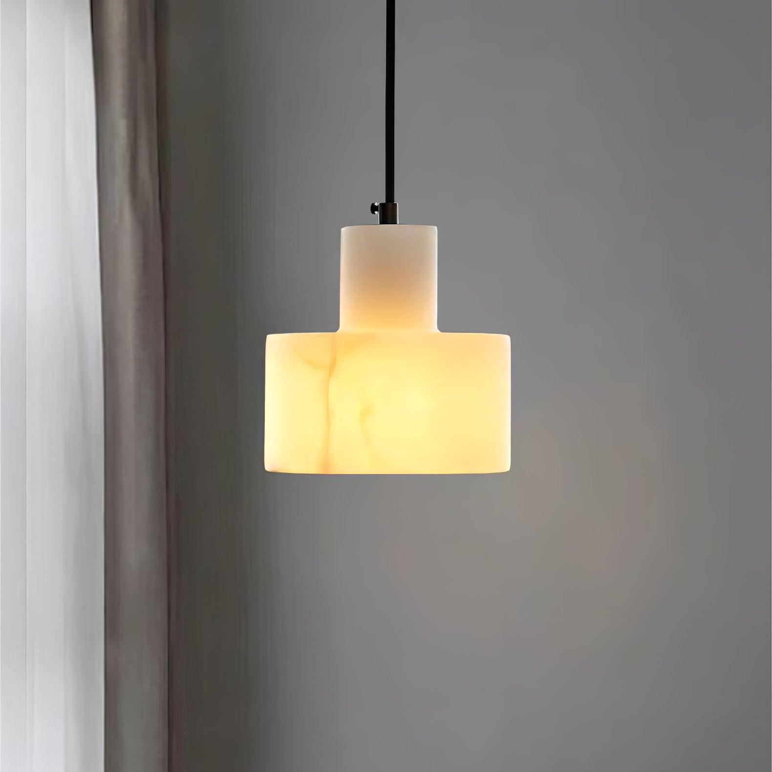 Alabaster Pendant Lgiht Dual Cylindrical-Neutral Decor