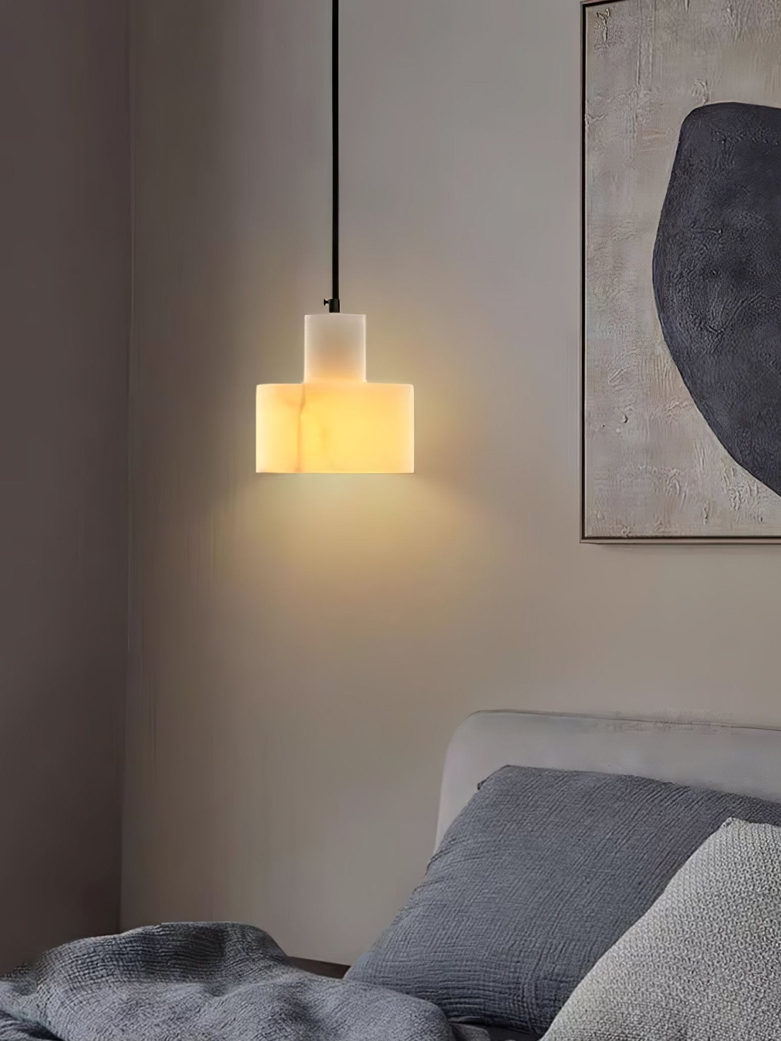 Alabaster Pendant Lgiht Dual Cylindrical-Neutral Decor