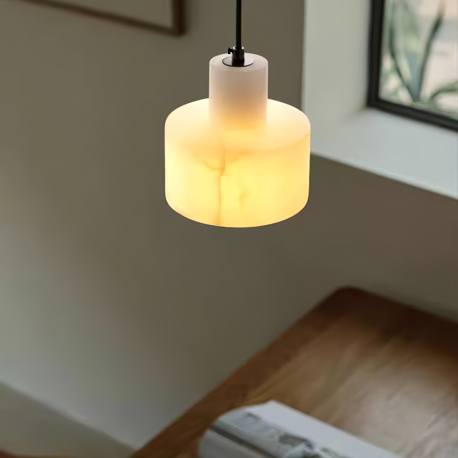 Alabaster Pendant Lgiht Dual Cylindrical-Neutral Decor