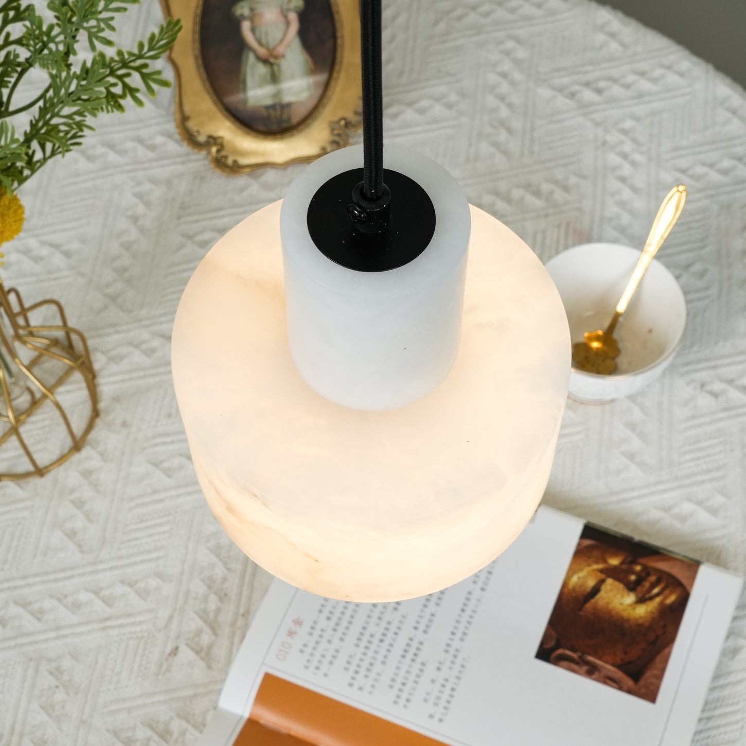 Alabaster Pendant Lgiht Dual Cylindrical-Neutral Decor