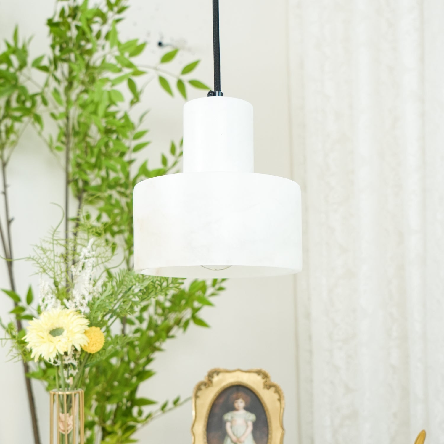 Alabaster Pendant Lgiht Dual Cylindrical-Neutral Decor