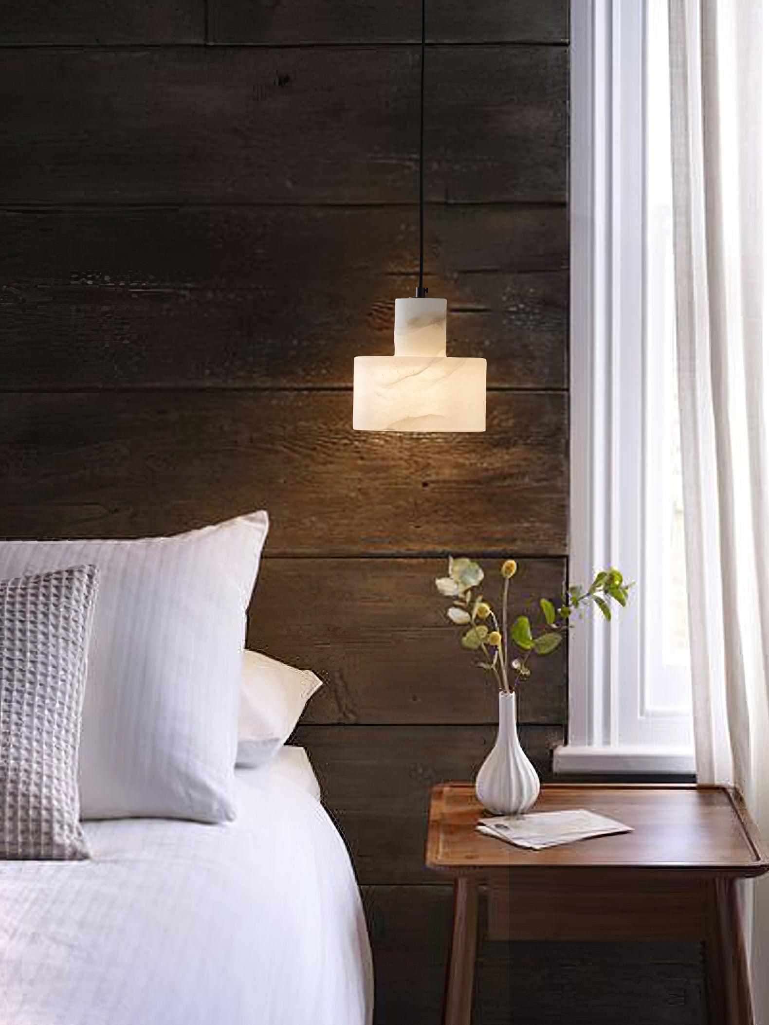 Alabaster Pendant Lgiht Dual Cylindrical-Neutral Decor