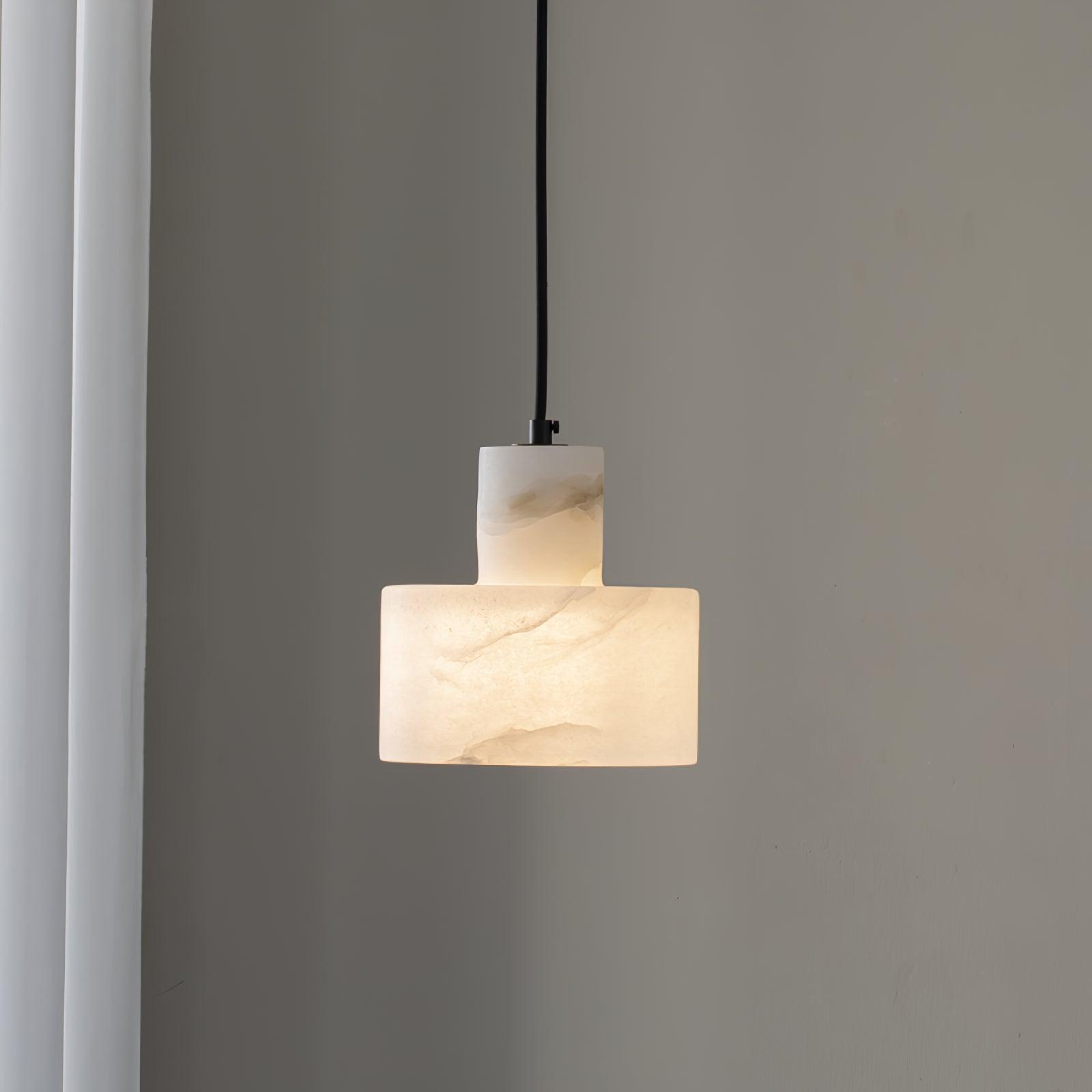 Alabaster Pendant Lgiht Dual Cylindrical-Neutral Decor