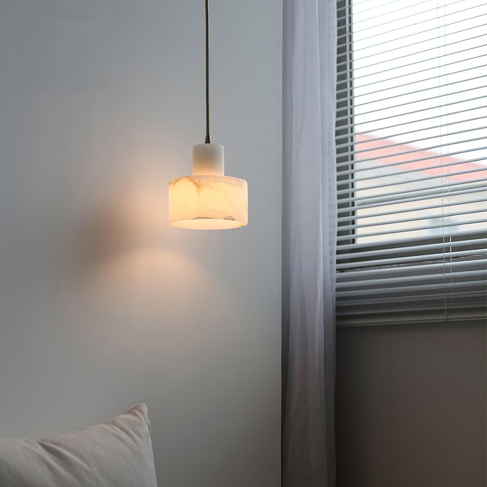 Alabaster Pendant Lgiht Dual Cylindrical-Neutral Decor