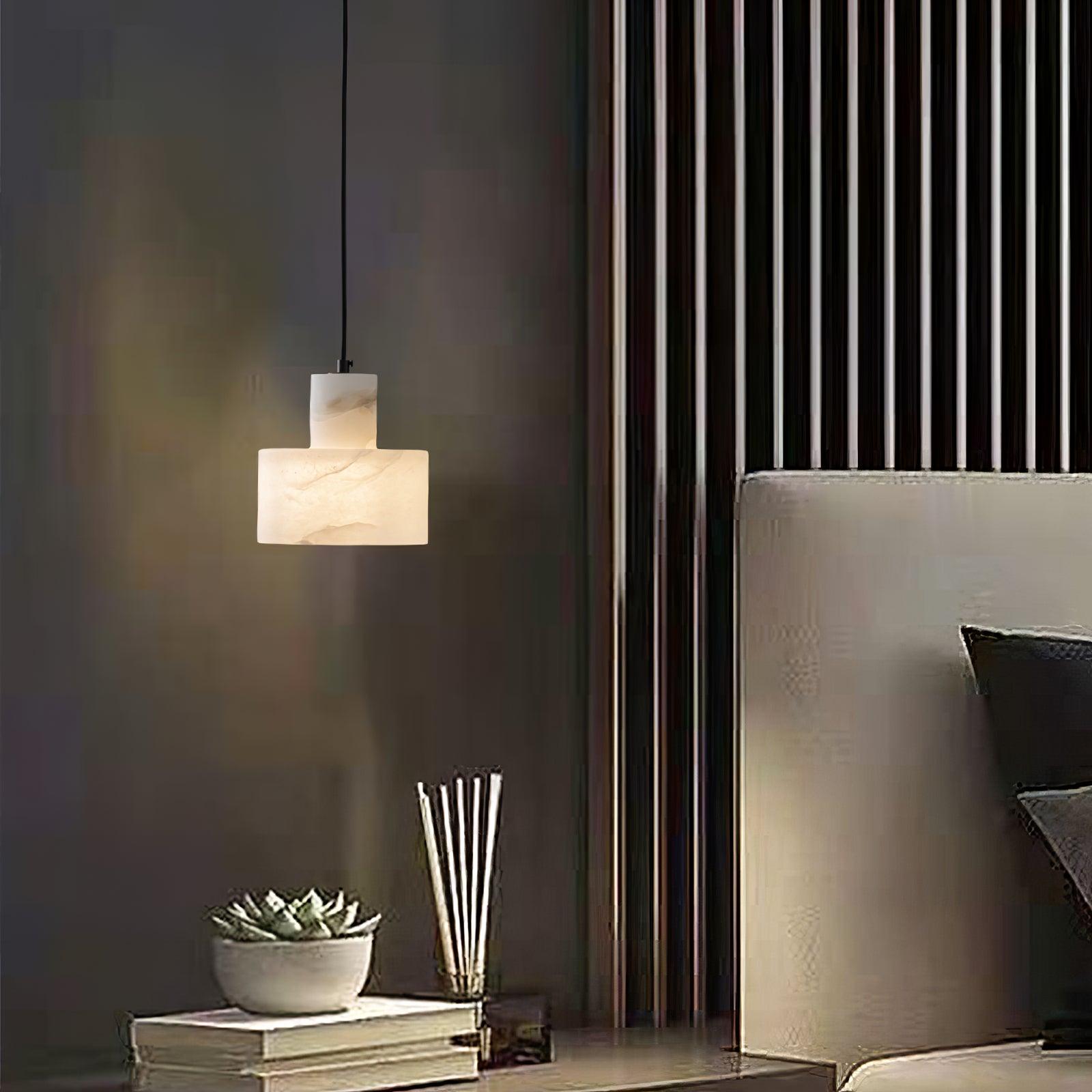 Alabaster Pendant Lgiht Dual Cylindrical-Neutral Decor