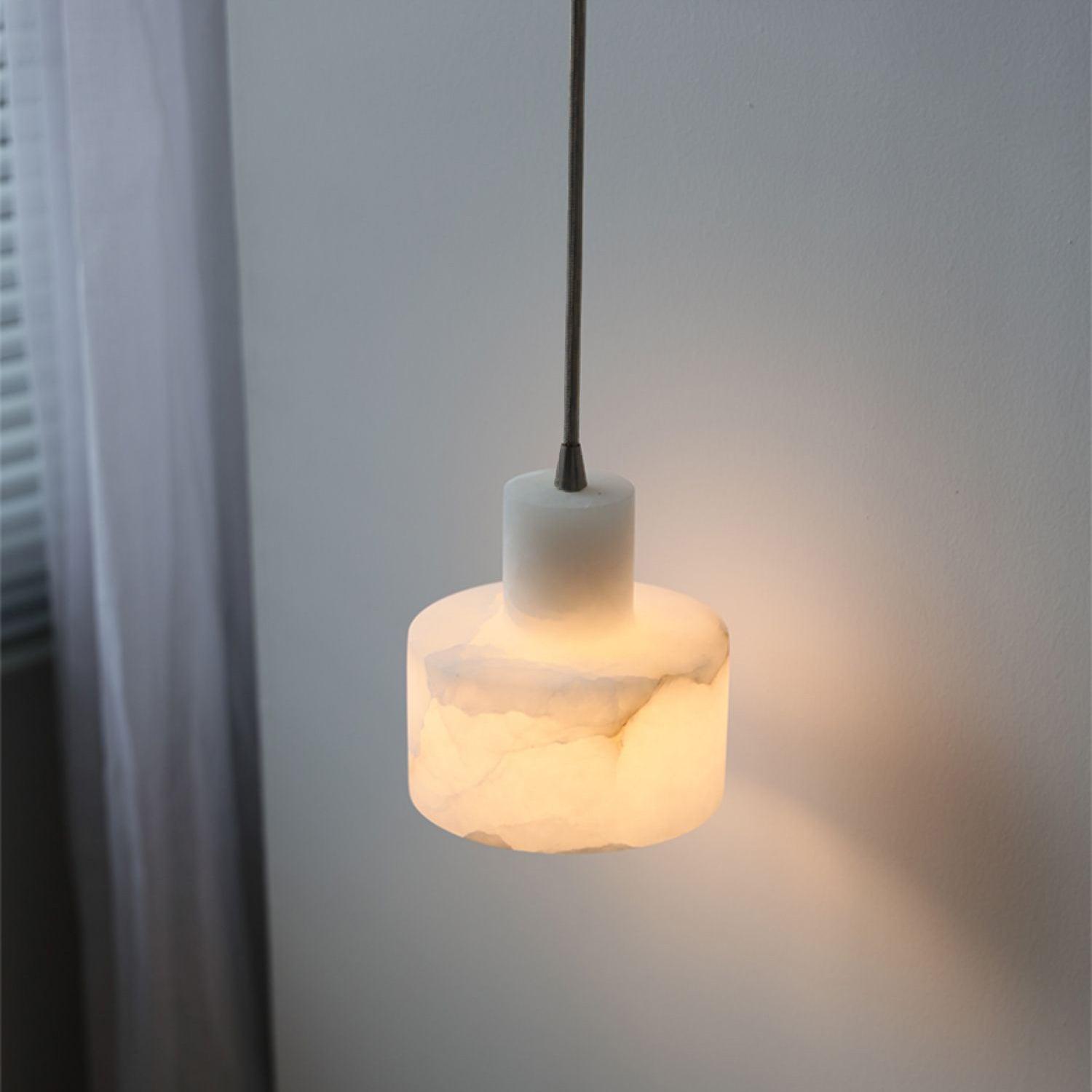 Alabaster Pendant Lgiht Dual Cylindrical-Neutral Decor