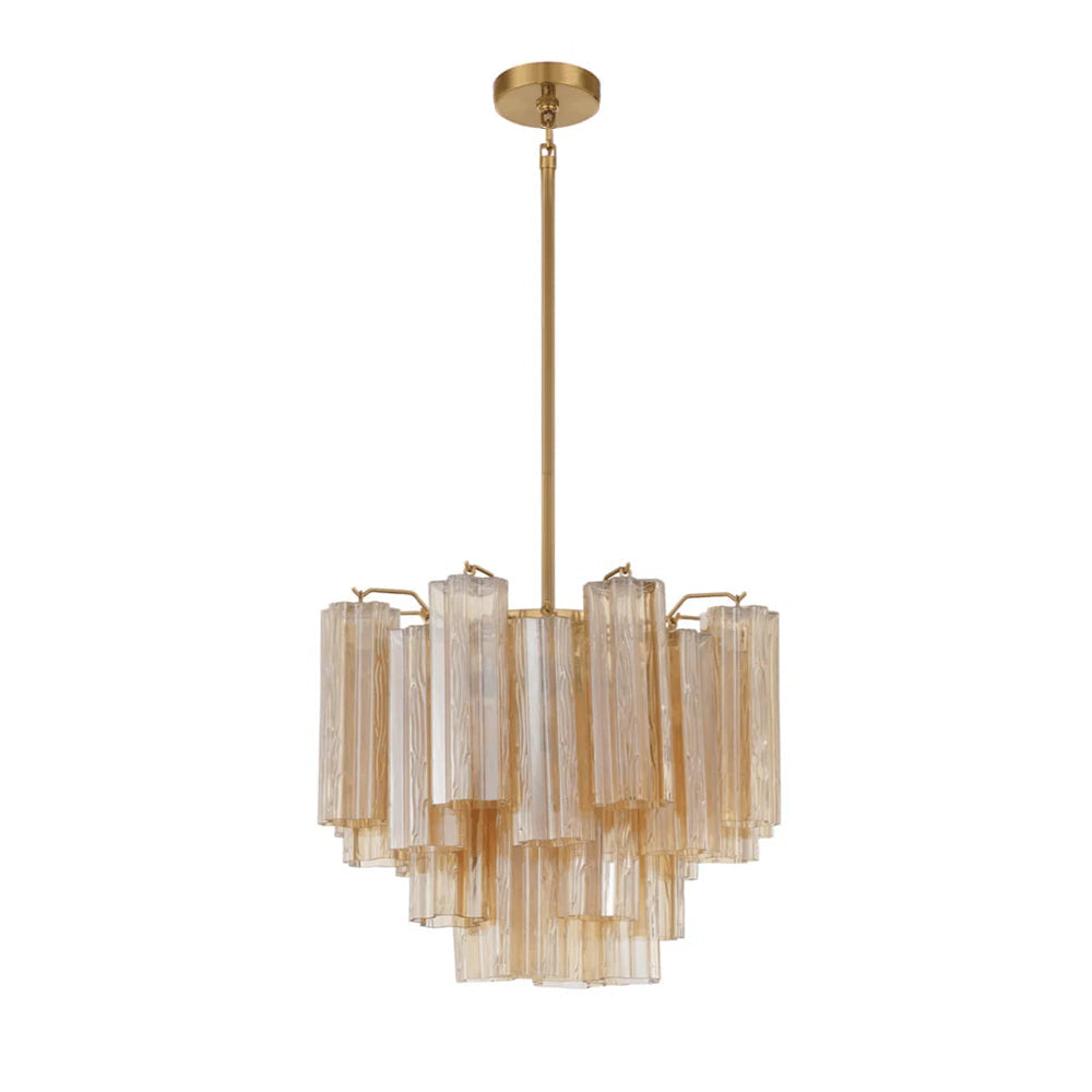 Namo Murano Chandelier Glass Tube Layered Amber-Neutral Decor