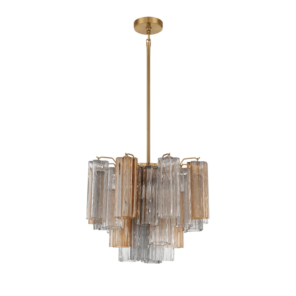 Namo Murano Chandelier Glass Tube Layered Amber-Neutral Decor