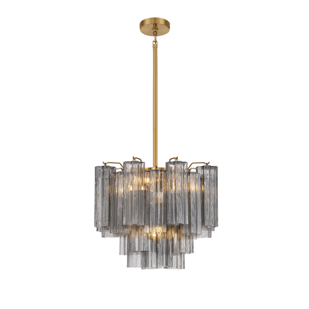 Namo Murano Chandelier Glass Tube Layered Amber-Neutral Decor