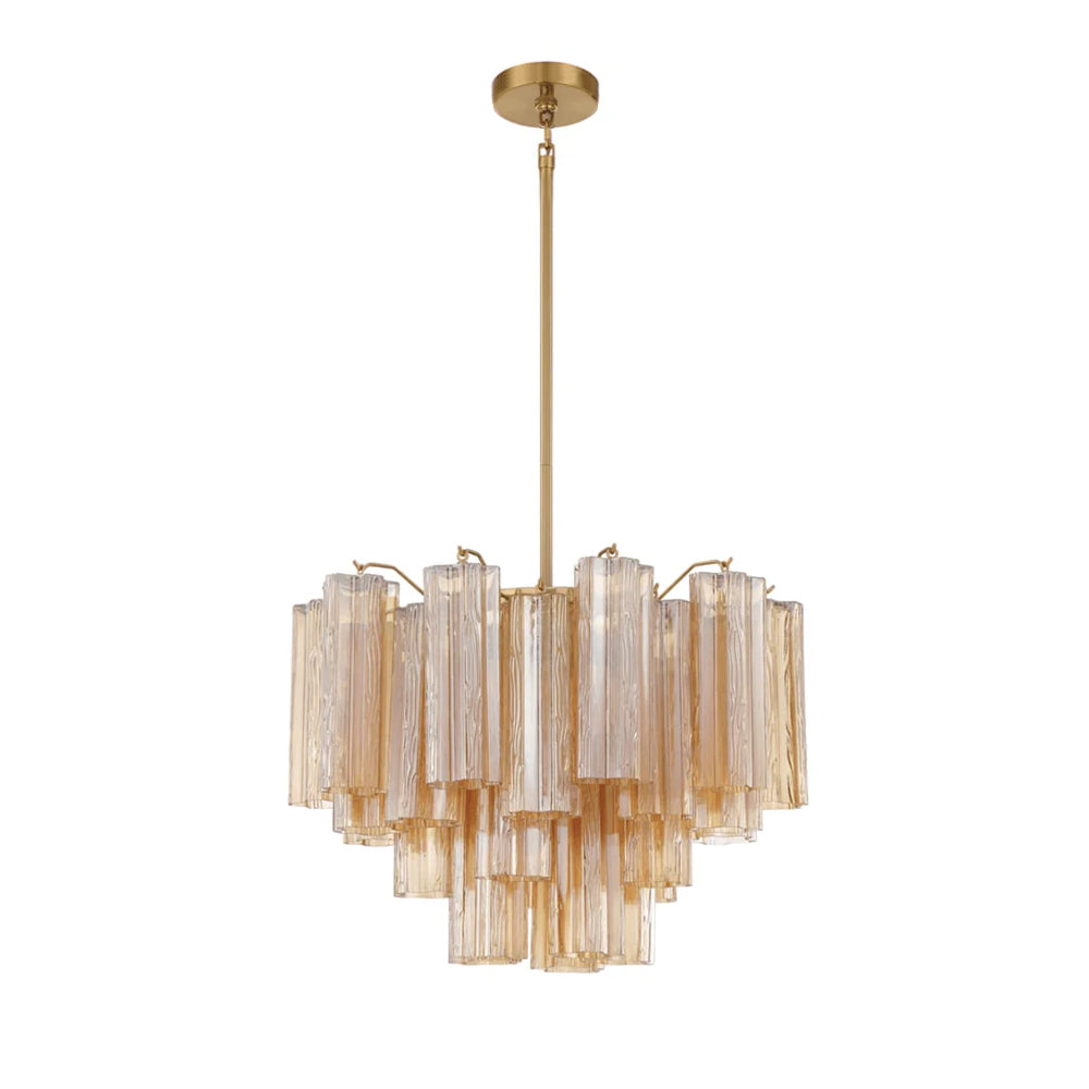 Namo Murano Chandelier Glass Tube Layered Amber-Neutral Decor