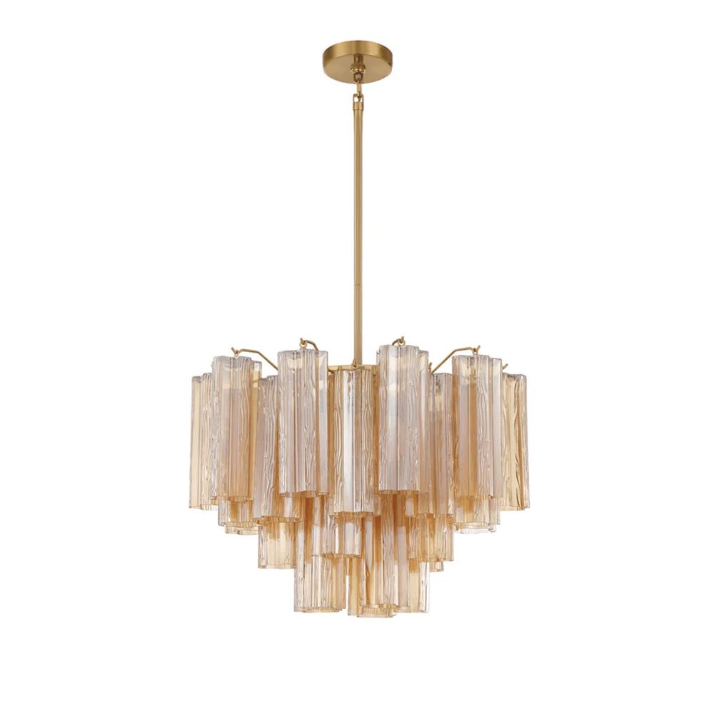 Namo Murano Chandelier Glass Tube Layered Amber-Neutral Decor