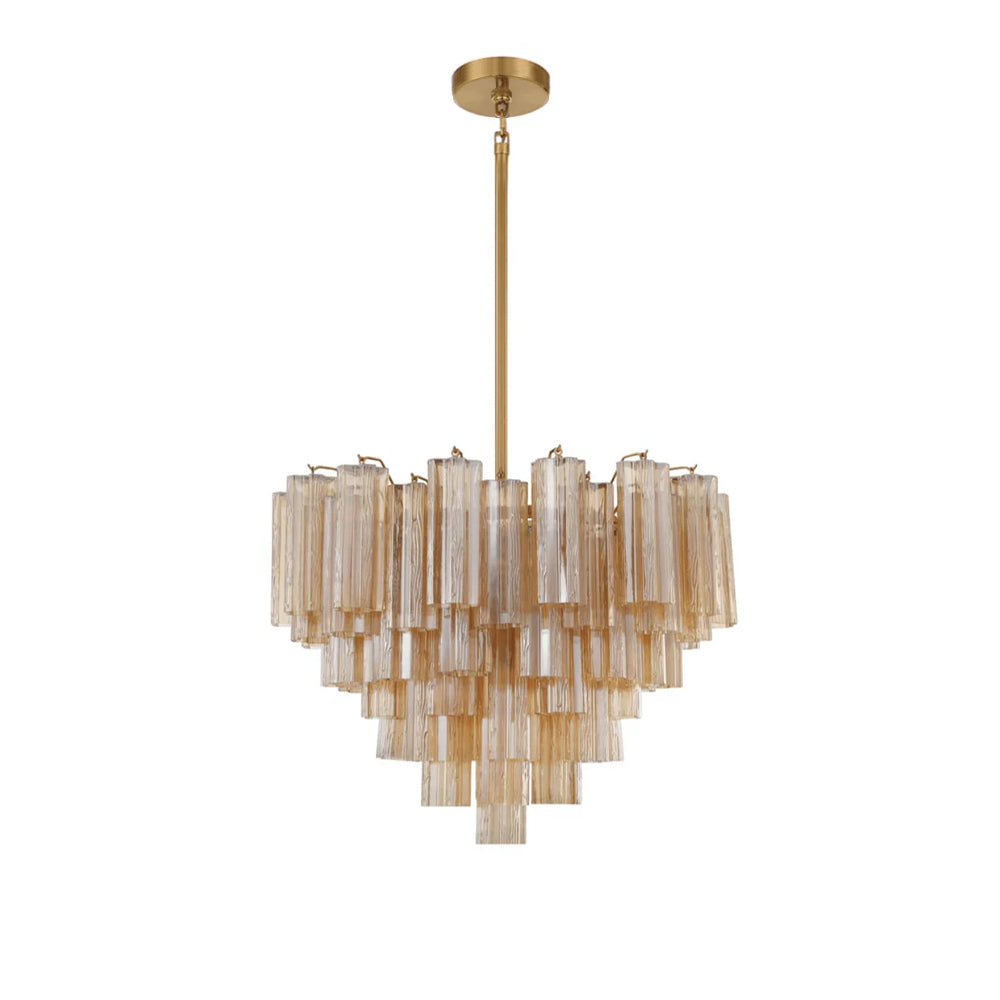 Namo Murano Chandelier Glass Tube Layered Amber-Neutral Decor