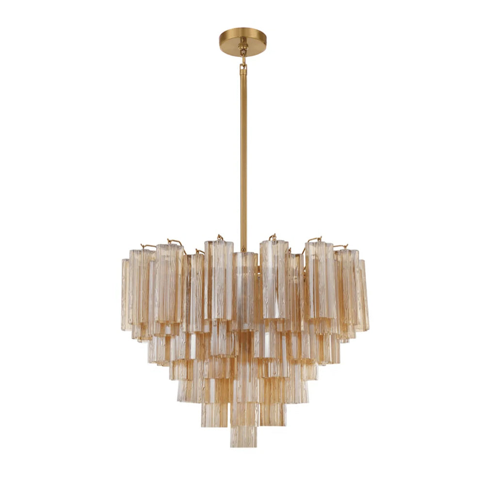 Namo Murano Chandelier Glass Tube Layered Amber-Neutral Decor